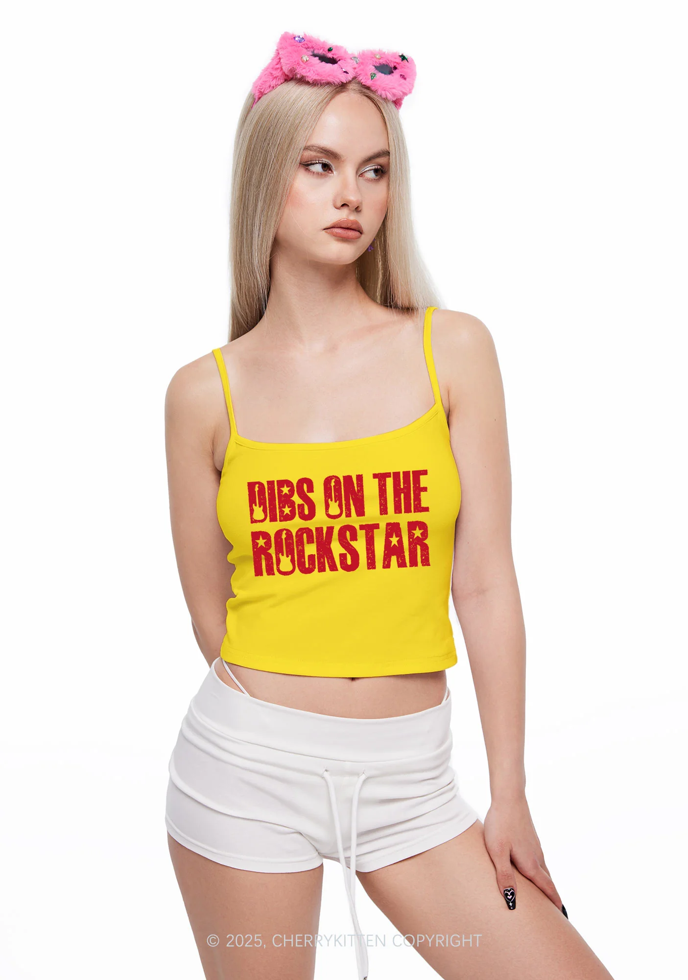 Dibs On The Rockstar Y2K Spaghetti Strap Cami Cherrykitten - Image 2