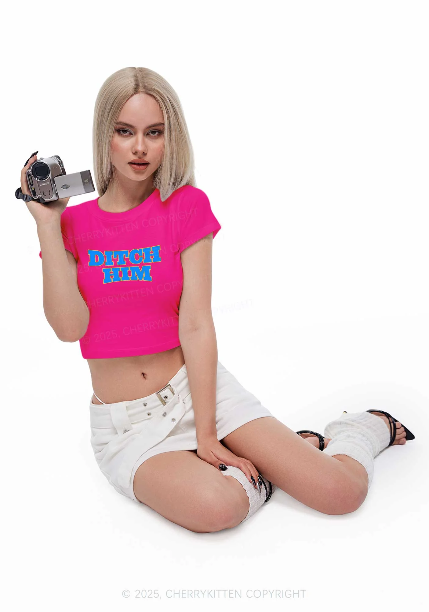 Ditch Him Pride Y2K Baby Tee Cherrykitten - Image 3