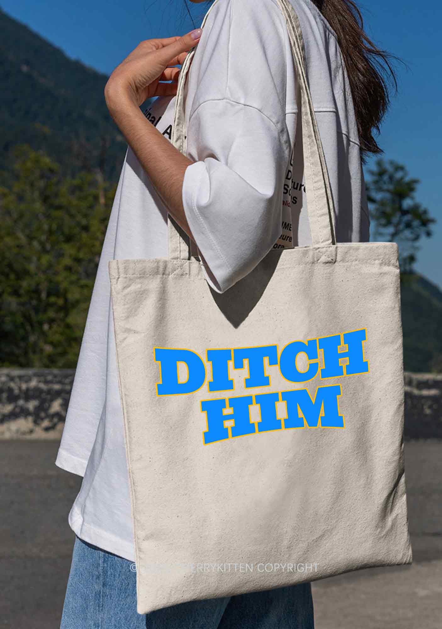 Ditch Him Pride Y2K Canvas Tote Bag Cherrykitten - Image 2