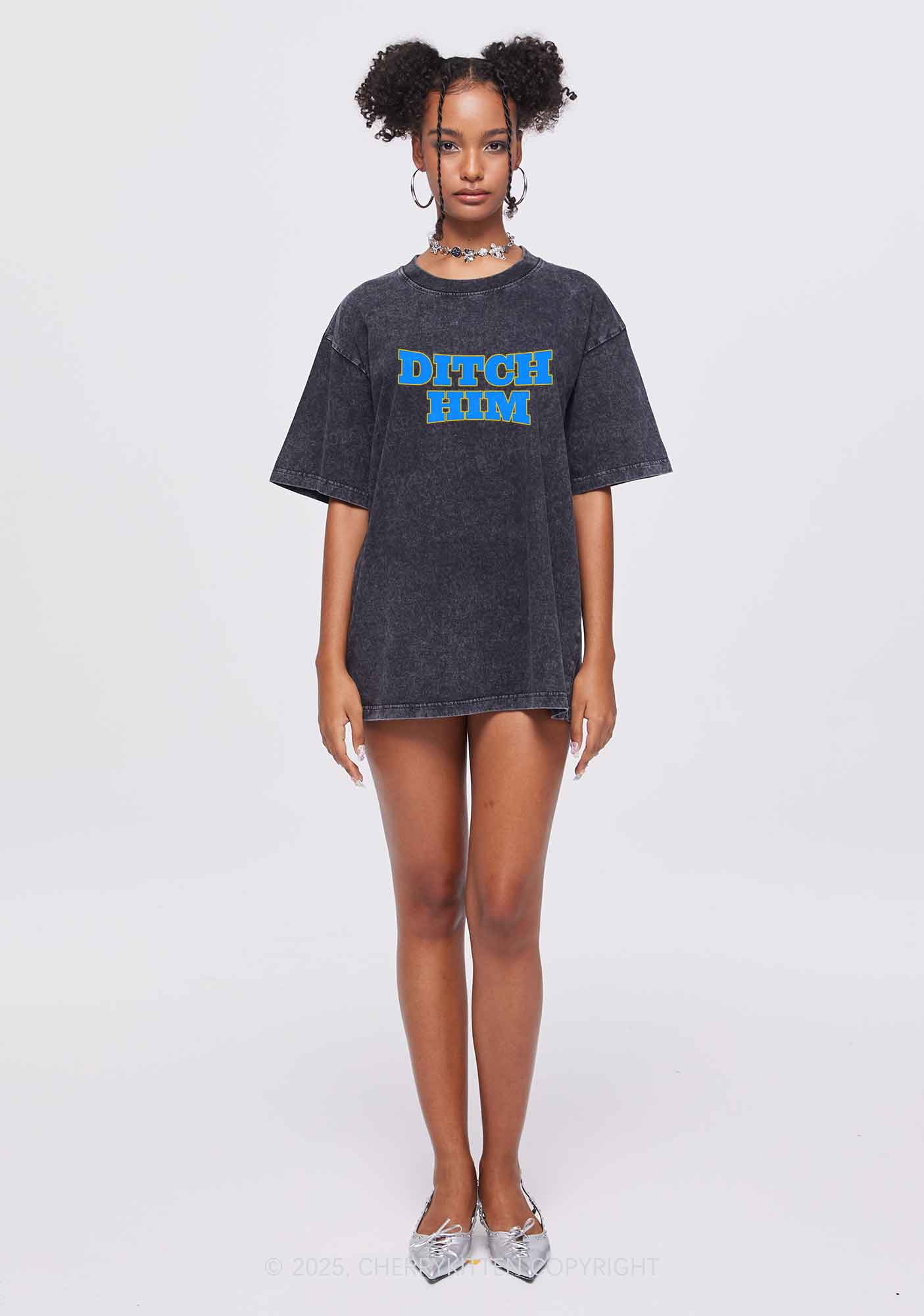 Ditch Him Pride Y2K Shirts Washed Tee Cherrykitten - Image 2