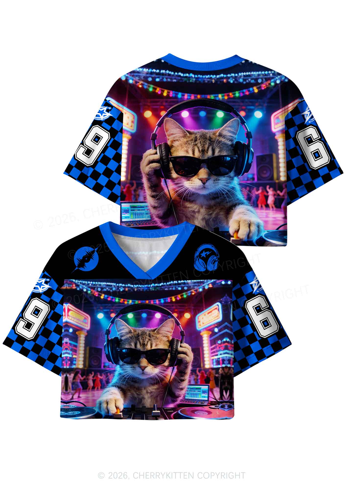 DJ Cat Rave Y2K Crop Sport Jersey Shirts Cherrykitten - Image 5