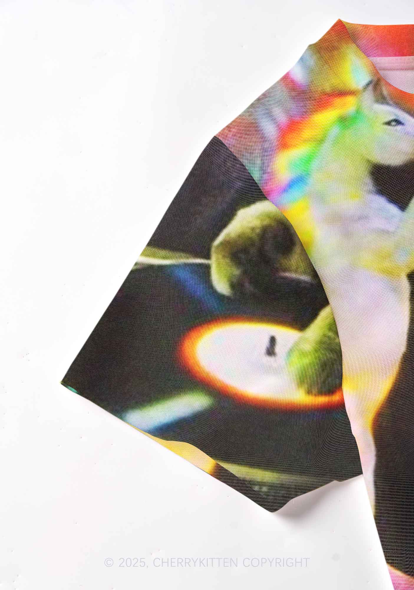 DJ Cat Unicorn Y2K Mesh Crop Top Cherrykitten - Image 3