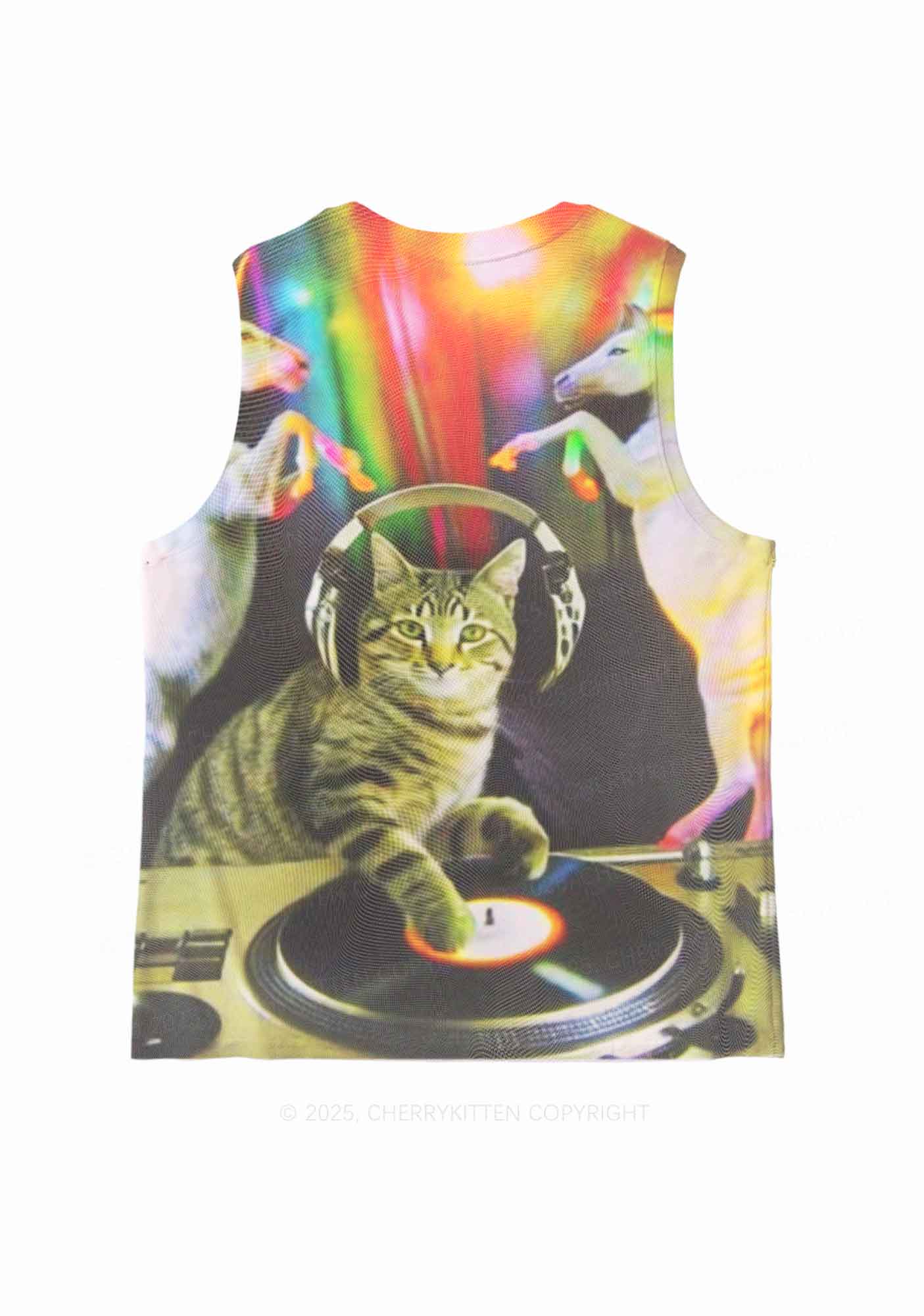 DJ Cat Unicorn Y2K Mesh Muscle Tank Cherrykitten - Image 3