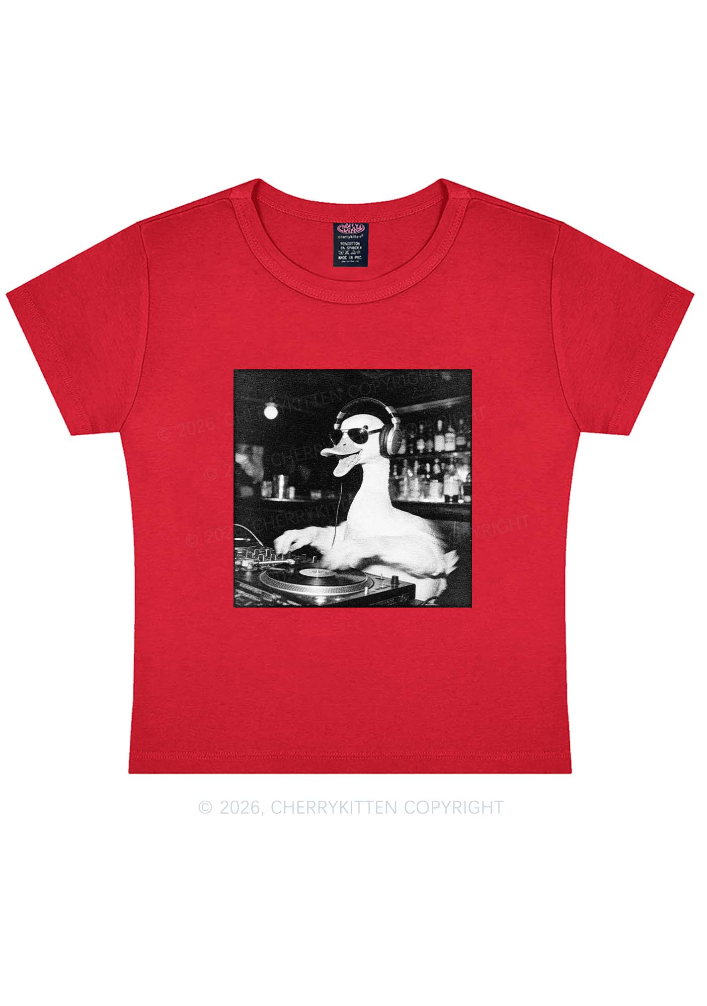 DJ Duck Y2K Baby Tee Cherrykitten - Image 3