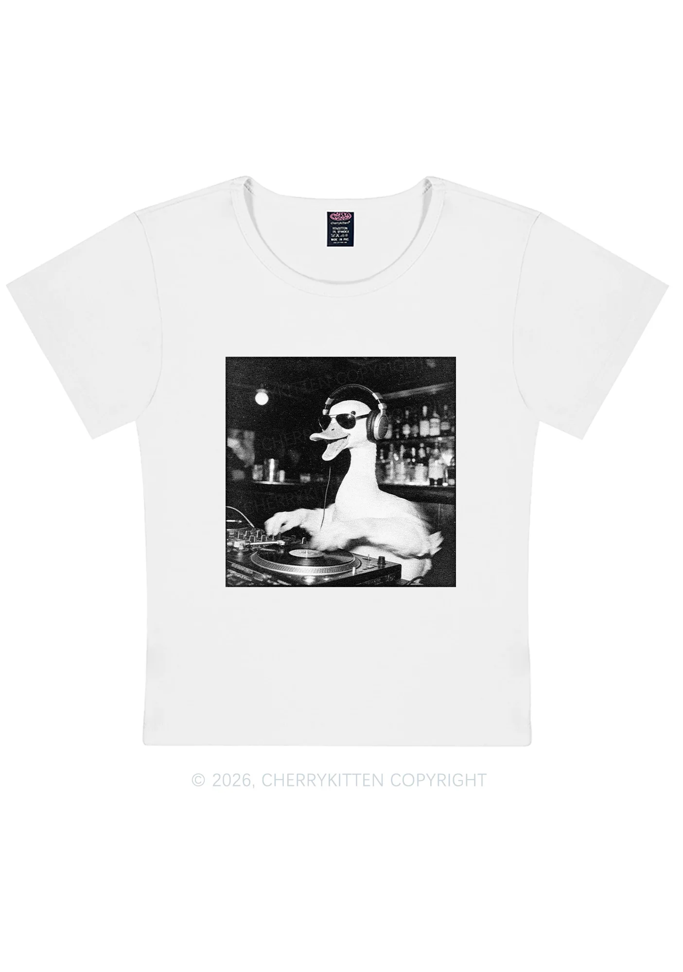 DJ Duck Y2K Baby Tee Cherrykitten - Image 5