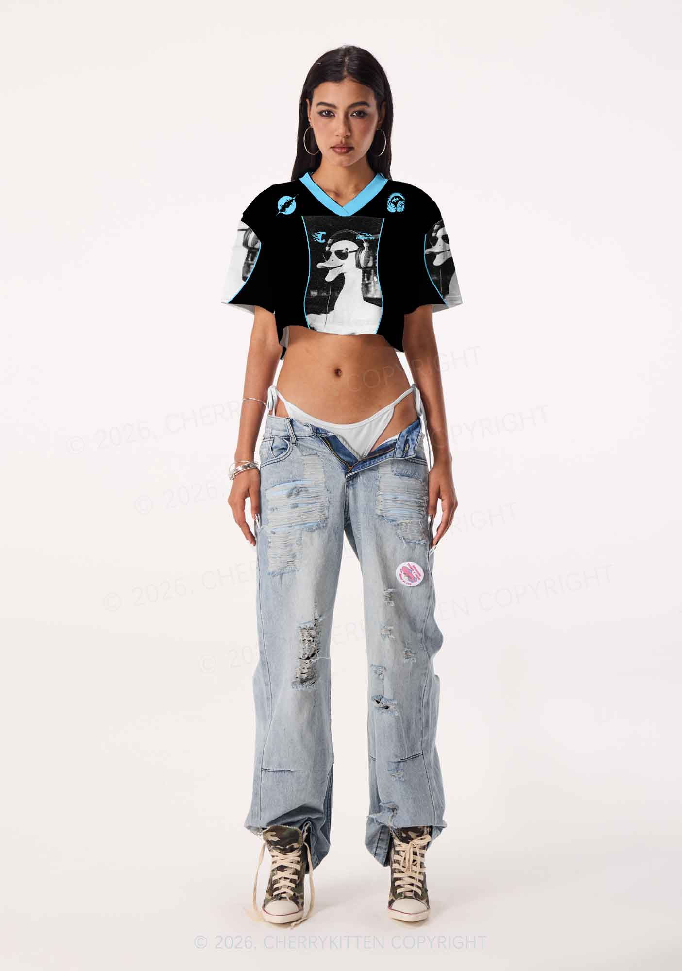 DJ Duck Y2K Crop Sport Jersey Shirts Cherrykitten - Image 2