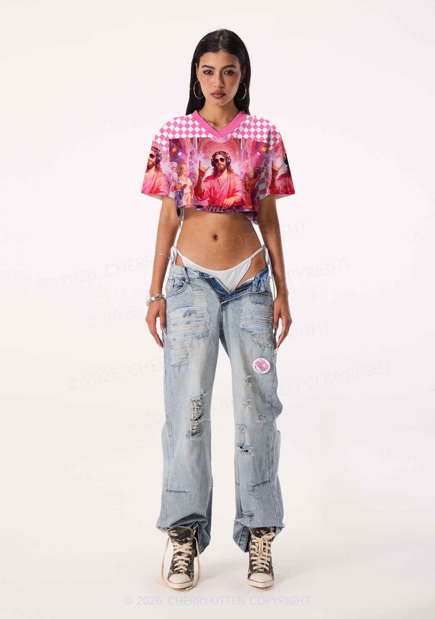 DJ Jesus Y2K Crop Sport Jersey Shirts Cherrykitten - Image 2