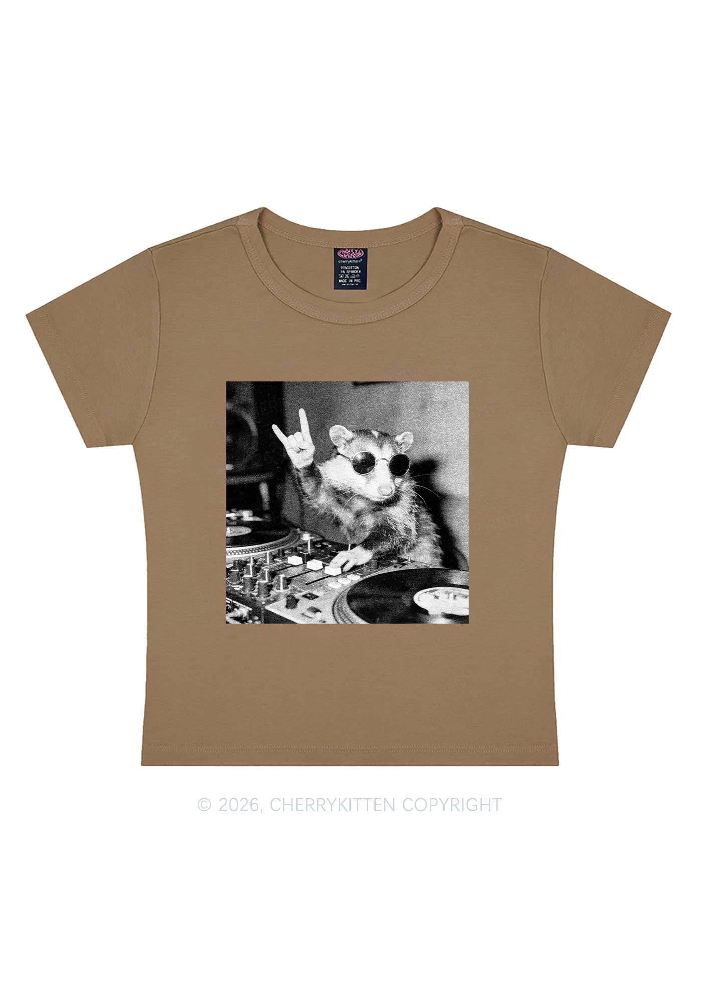 DJ Possum Y2K Baby Tee Cherrykitten - Image 10