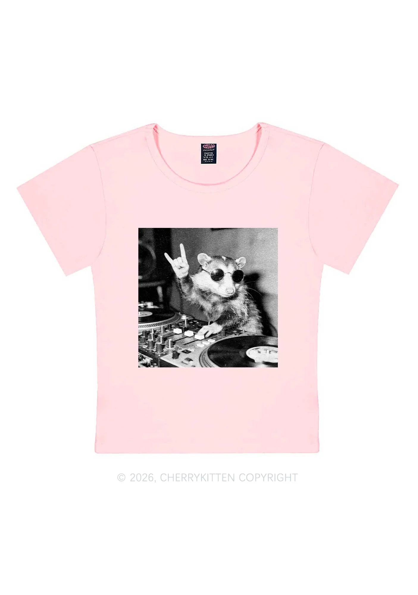 DJ Possum Y2K Baby Tee Cherrykitten - Image 11