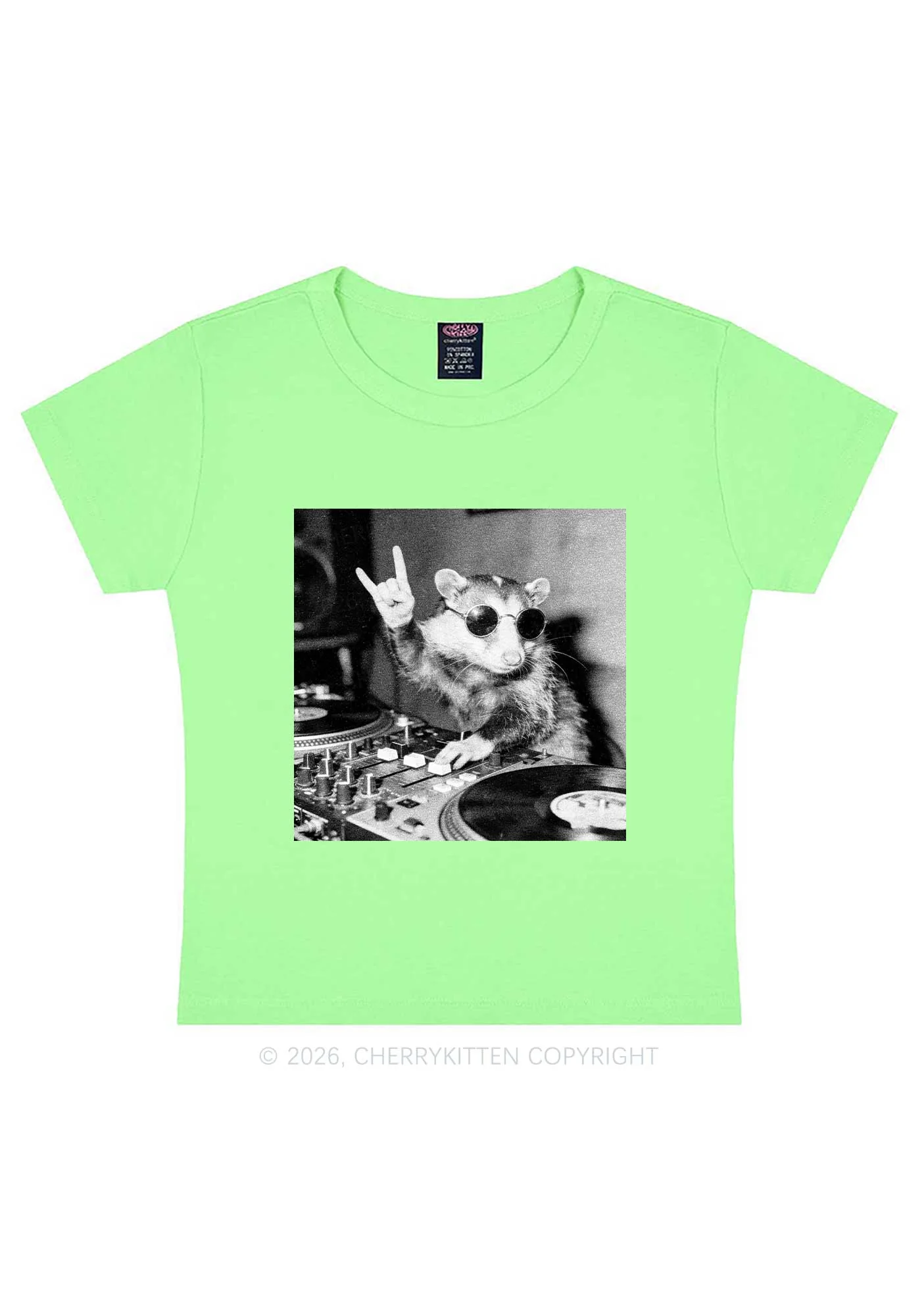 DJ Possum Y2K Baby Tee Cherrykitten - Image 12