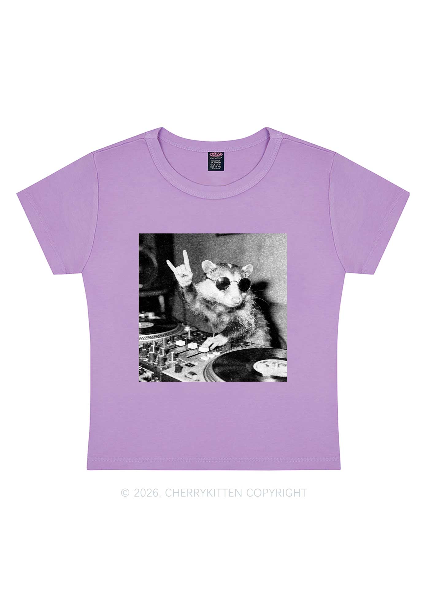 DJ Possum Y2K Baby Tee Cherrykitten - Image 5