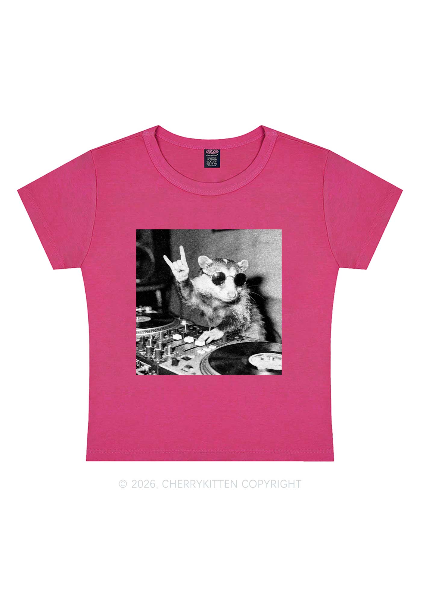 DJ Possum Y2K Baby Tee Cherrykitten - Image 6