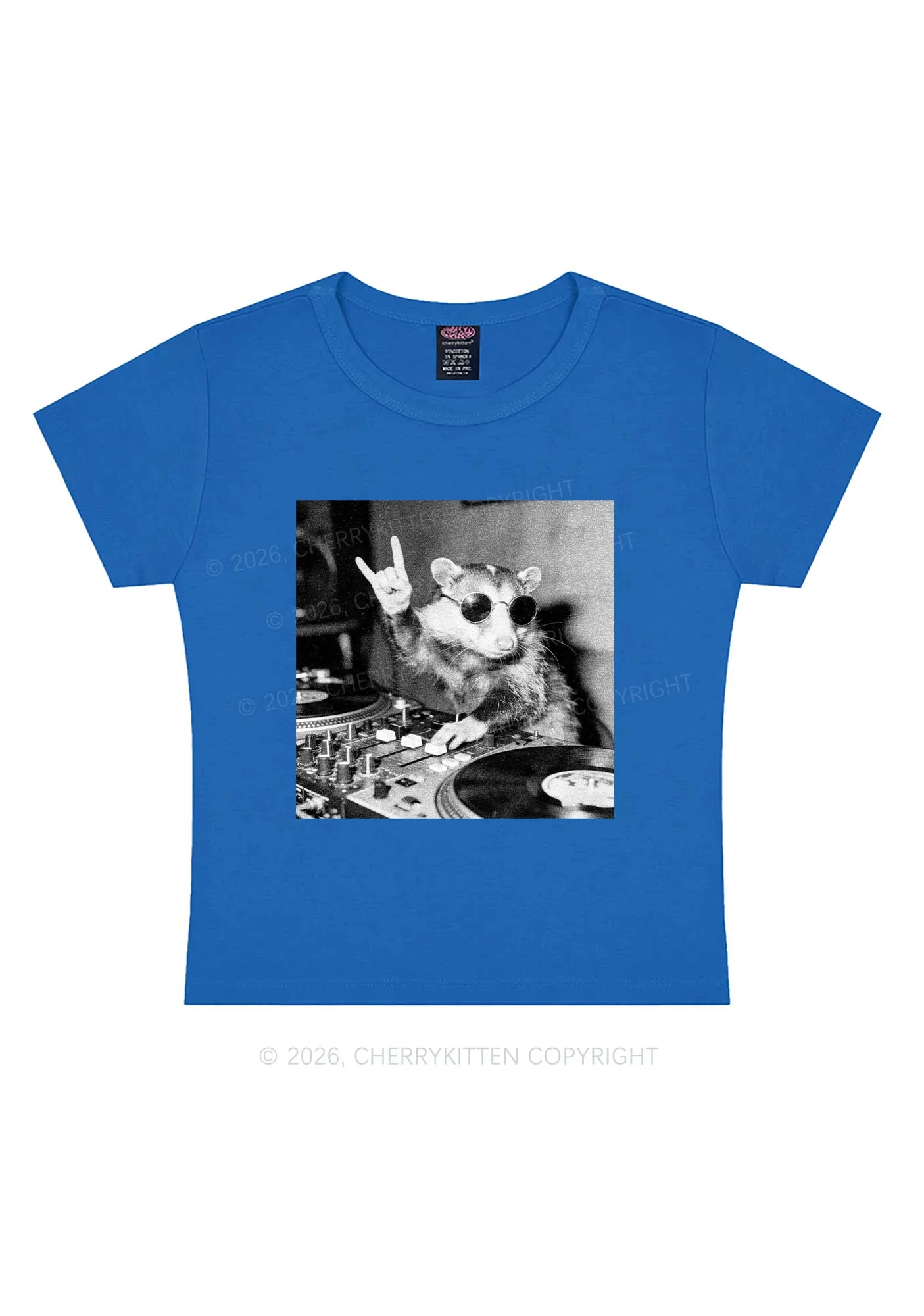 DJ Possum Y2K Baby Tee Cherrykitten - Image 8