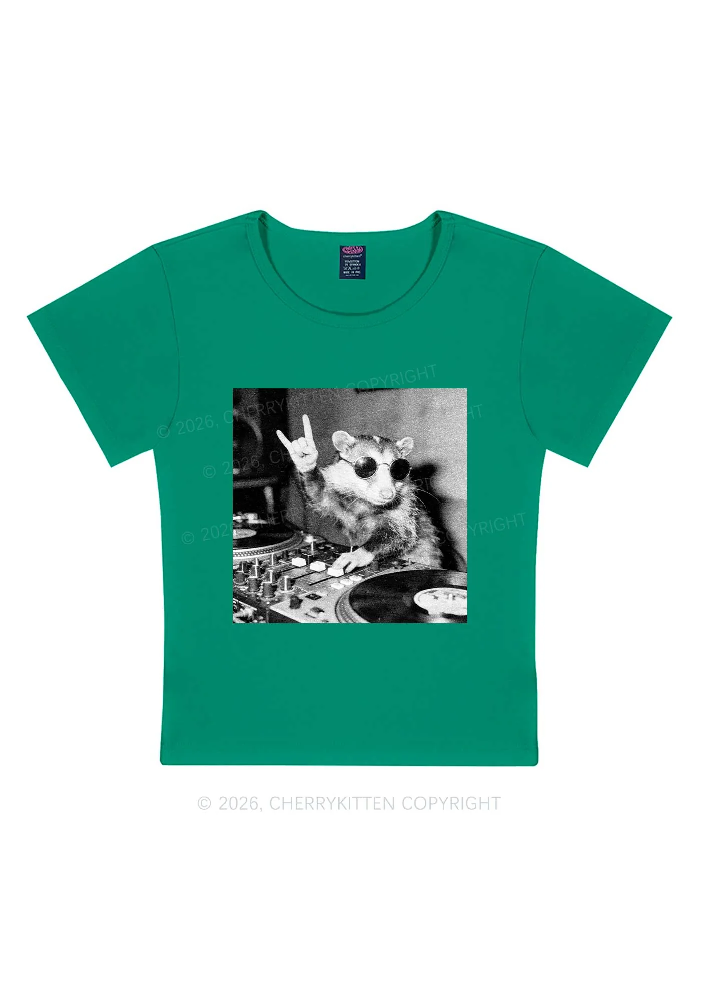 DJ Possum Y2K Baby Tee Cherrykitten - Image 9