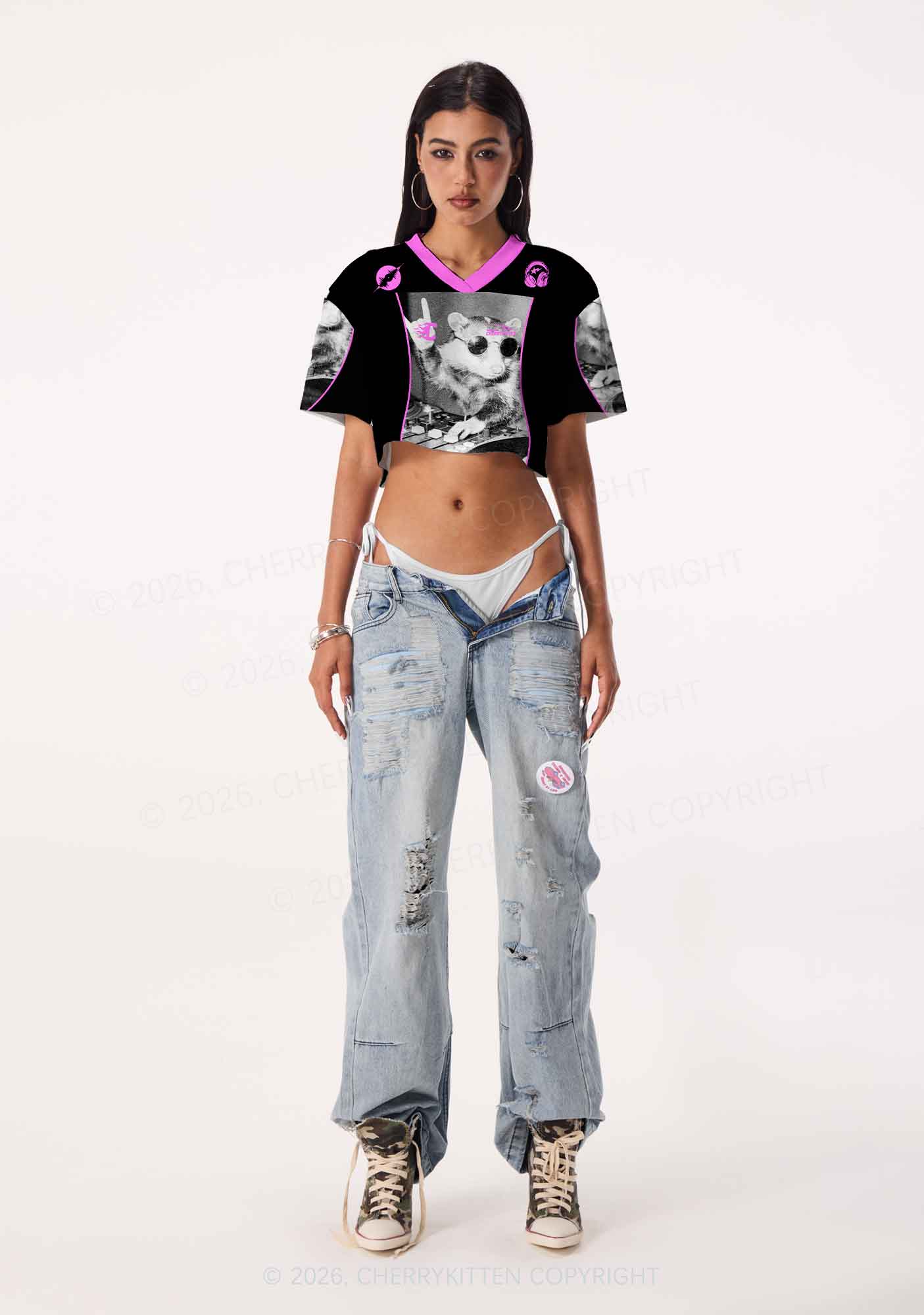 DJ Possum Y2K Crop Sport Jersey Shirts Cherrykitten - Image 2