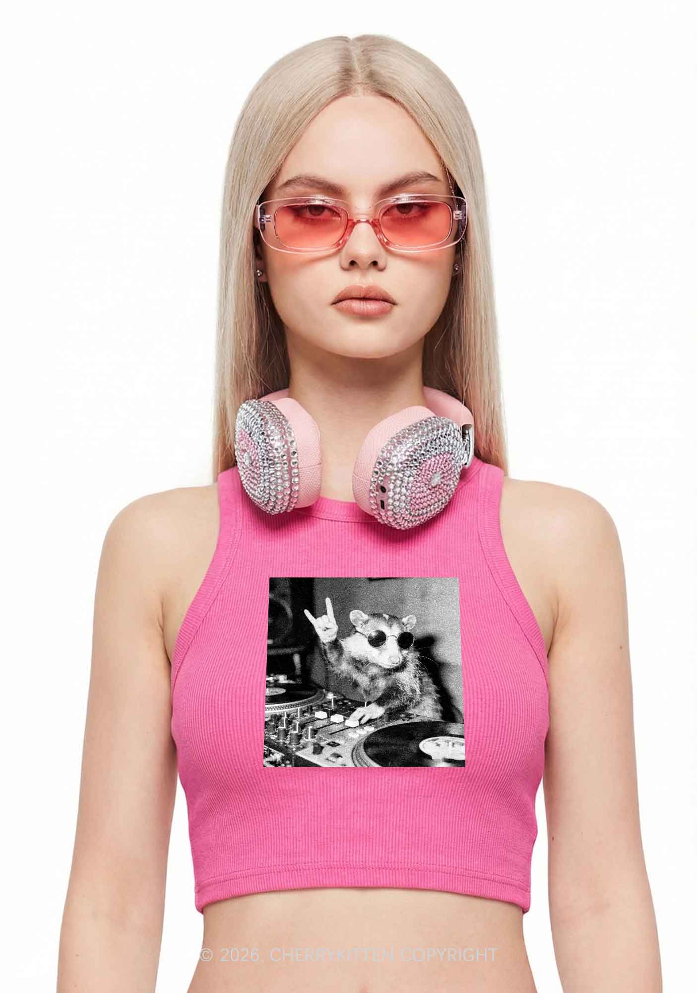 DJ Possum Y2K Crop Tank Top Cherrykitten - Image 2