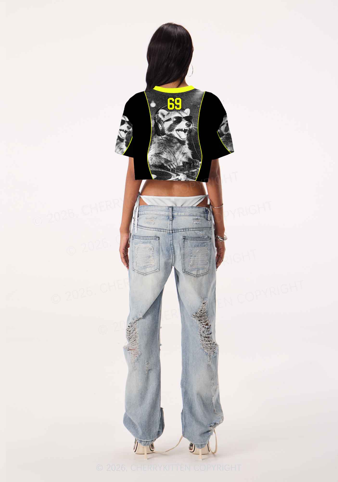 DJ Raccoon Y2K Crop Sport Jersey Shirts Cherrykitten - Image 3