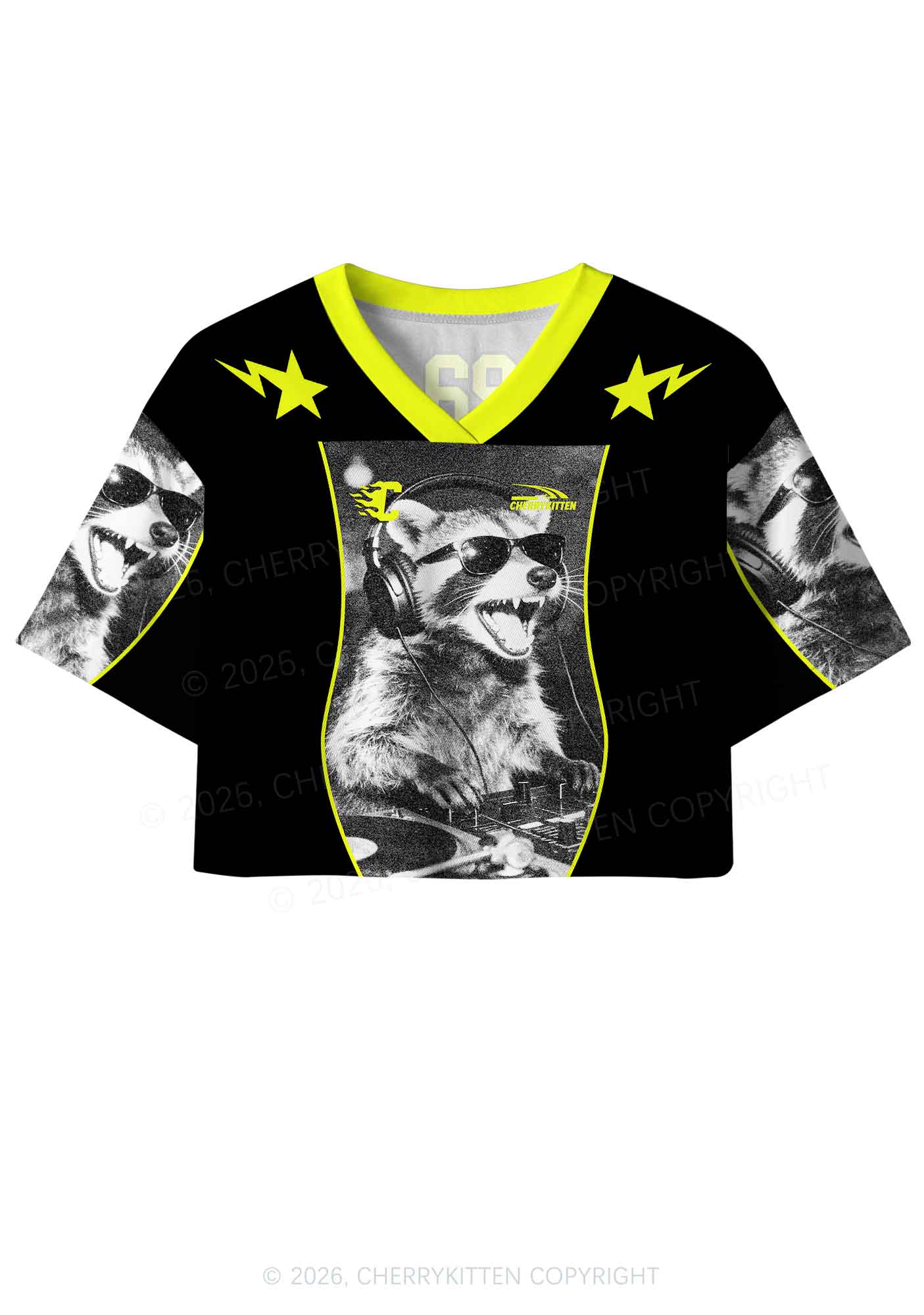DJ Raccoon Y2K Crop Sport Jersey Shirts Cherrykitten - Image 4