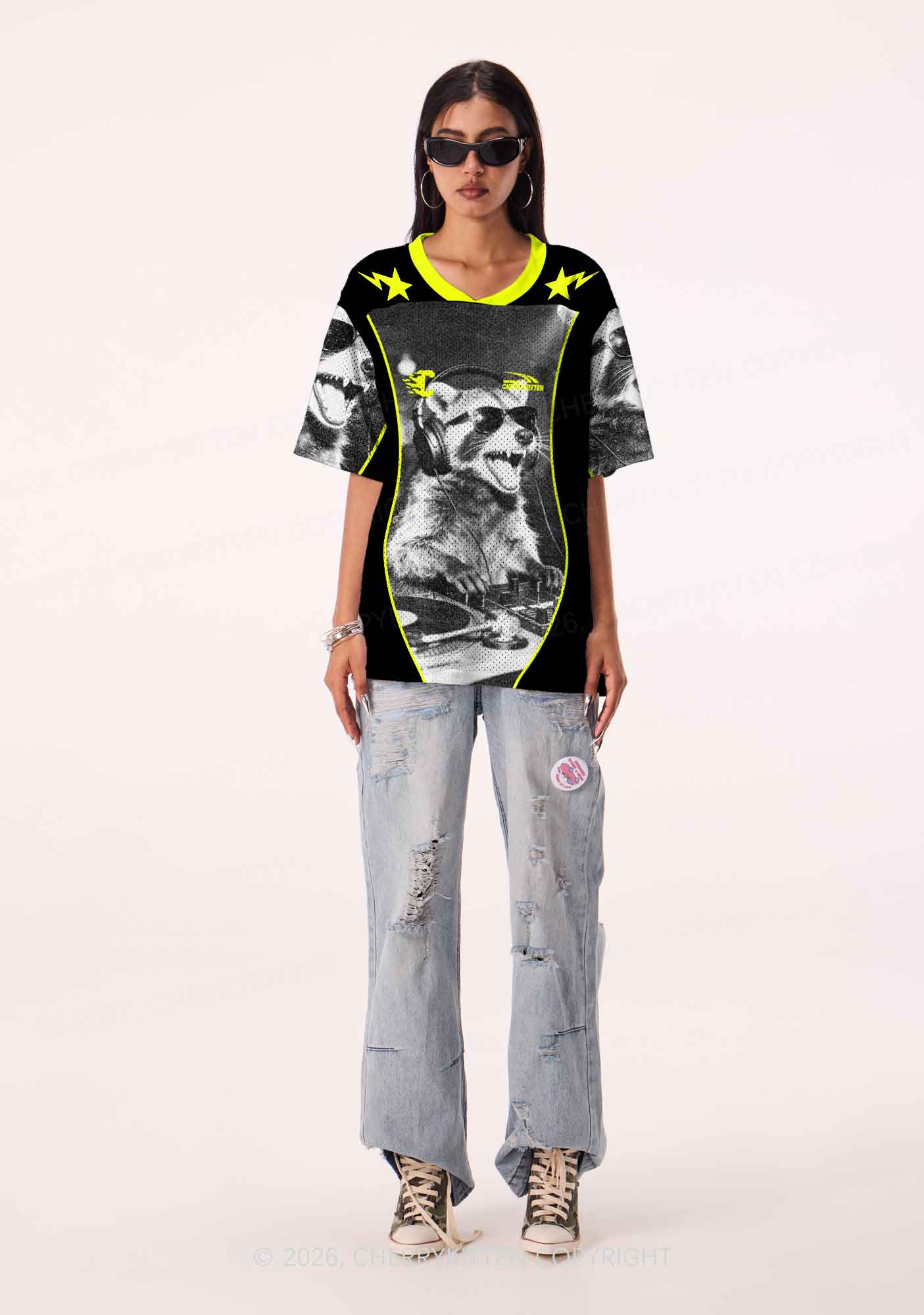 DJ Raccoon Y2K Sport Jersey Shirts Cherrykitten - Image 2