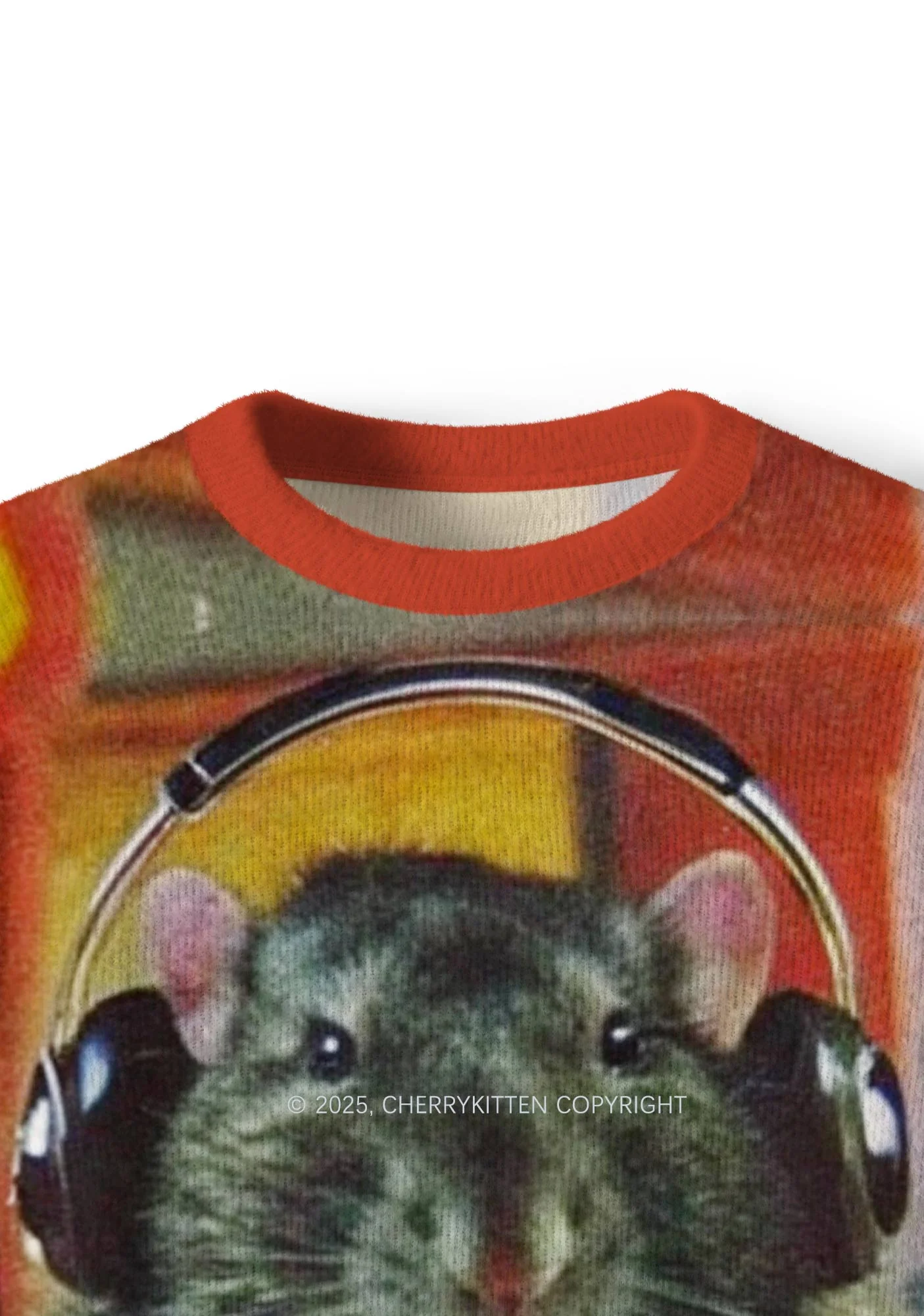 DJ Rat Duck Y2K Christmas Knit Sweatshirt Cherrykitten - Image 4