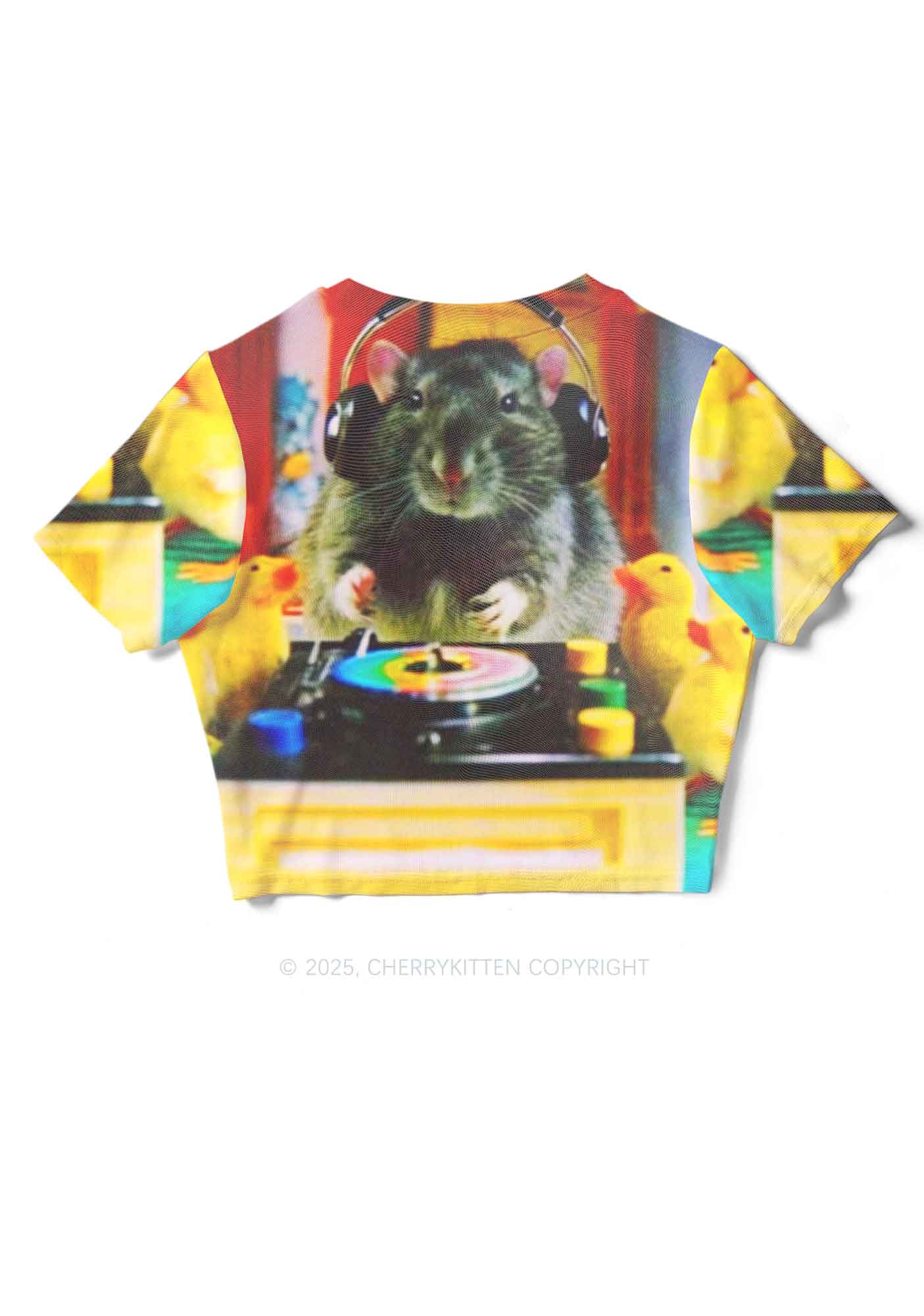 DJ Rat Duck Y2K Mesh Crop Top Cherrykitten - Image 2