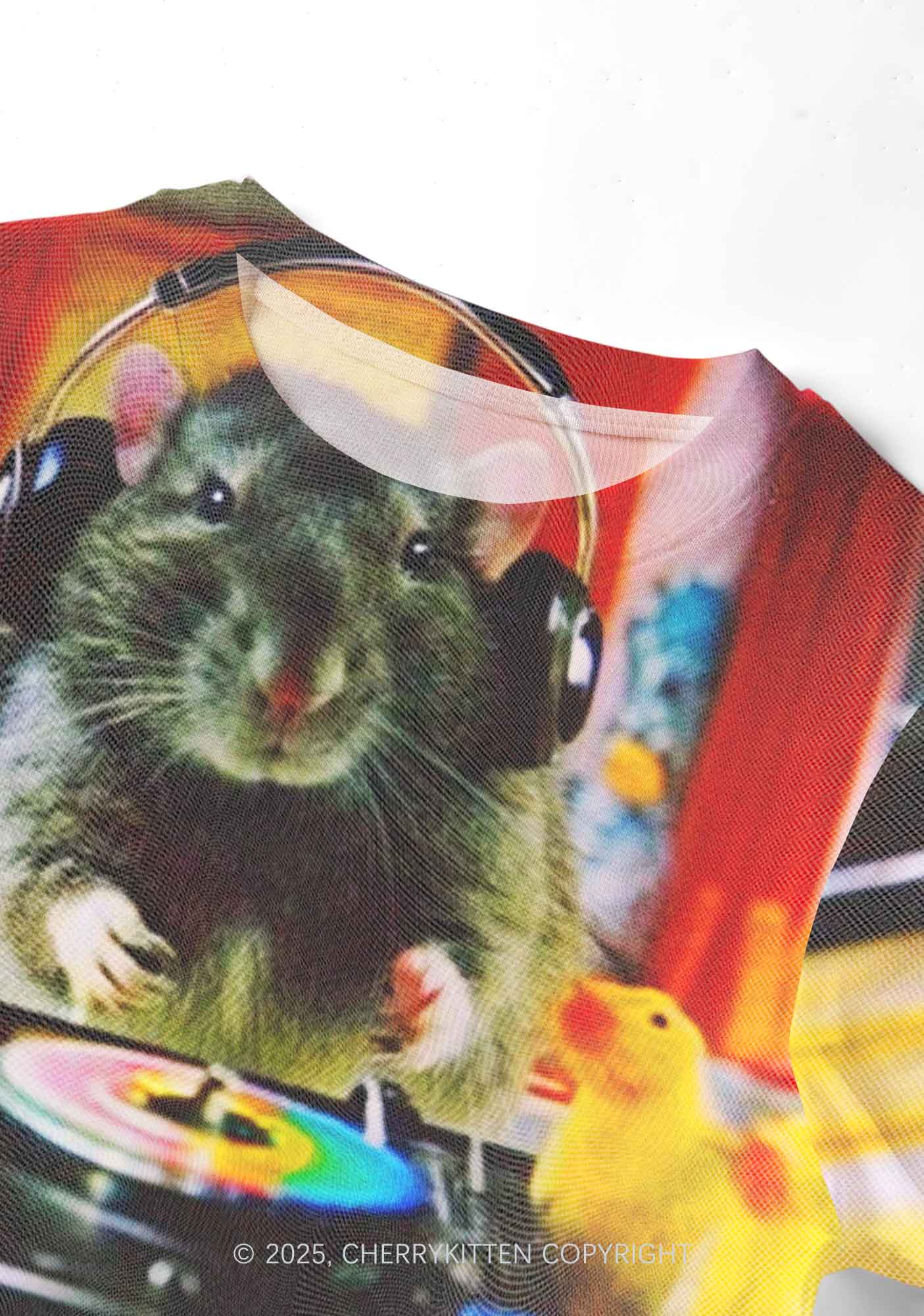 DJ Rat Duck Y2K Mesh Crop Top Cherrykitten - Image 3