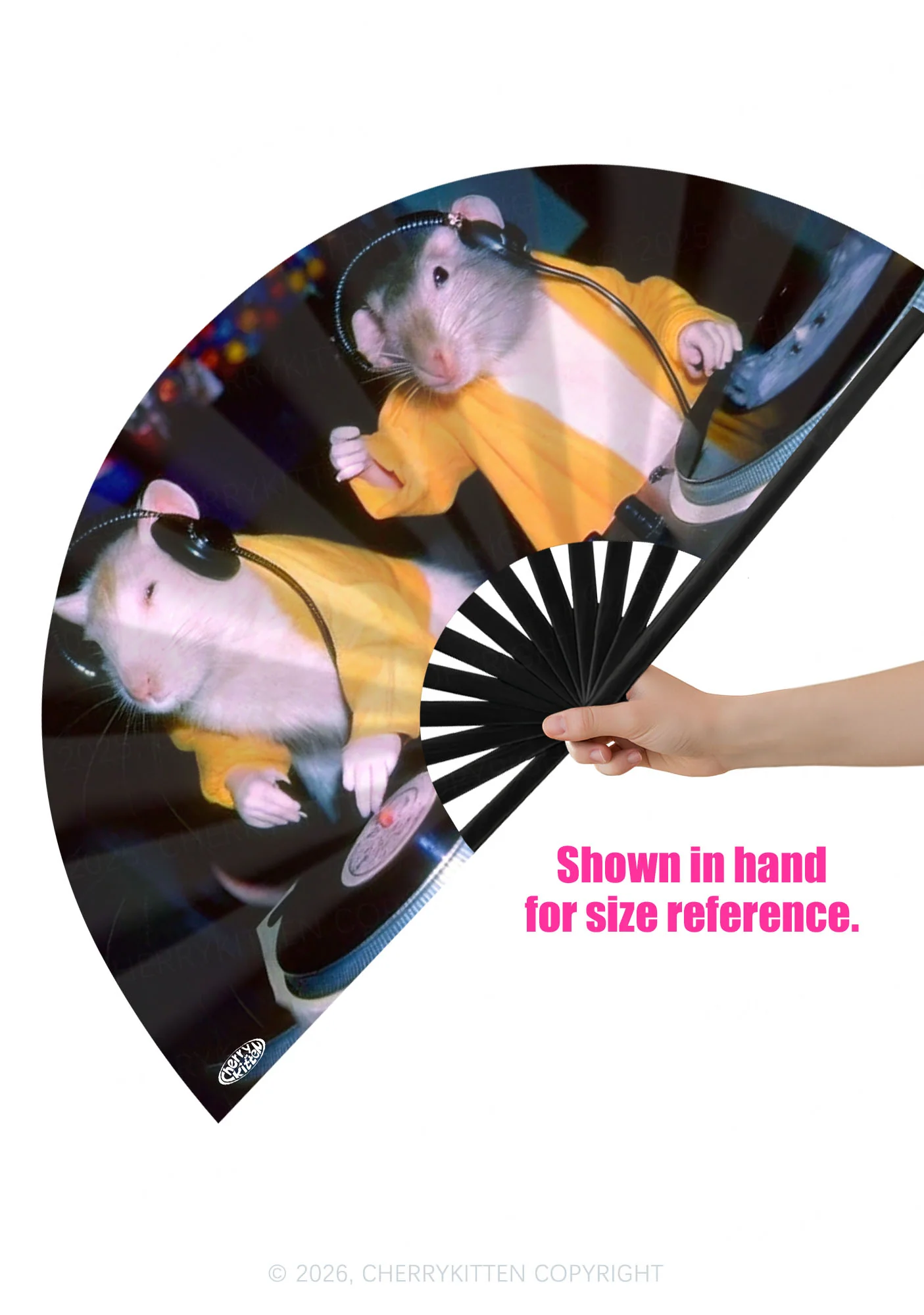 DJ Rats Y2K Rave Hand Fan Cherrykitten - Image 2