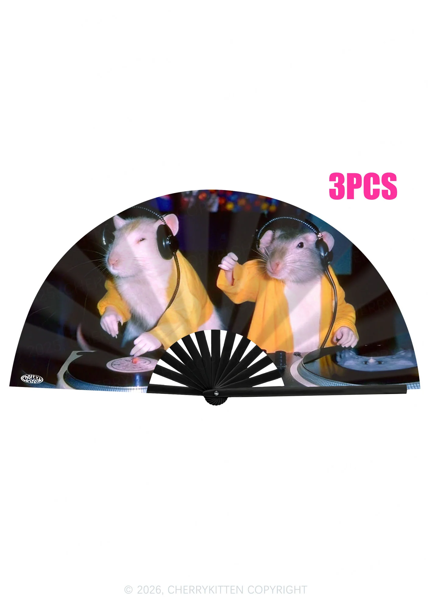 DJ Rats Y2K Rave Hand Fan Cherrykitten - Image 3