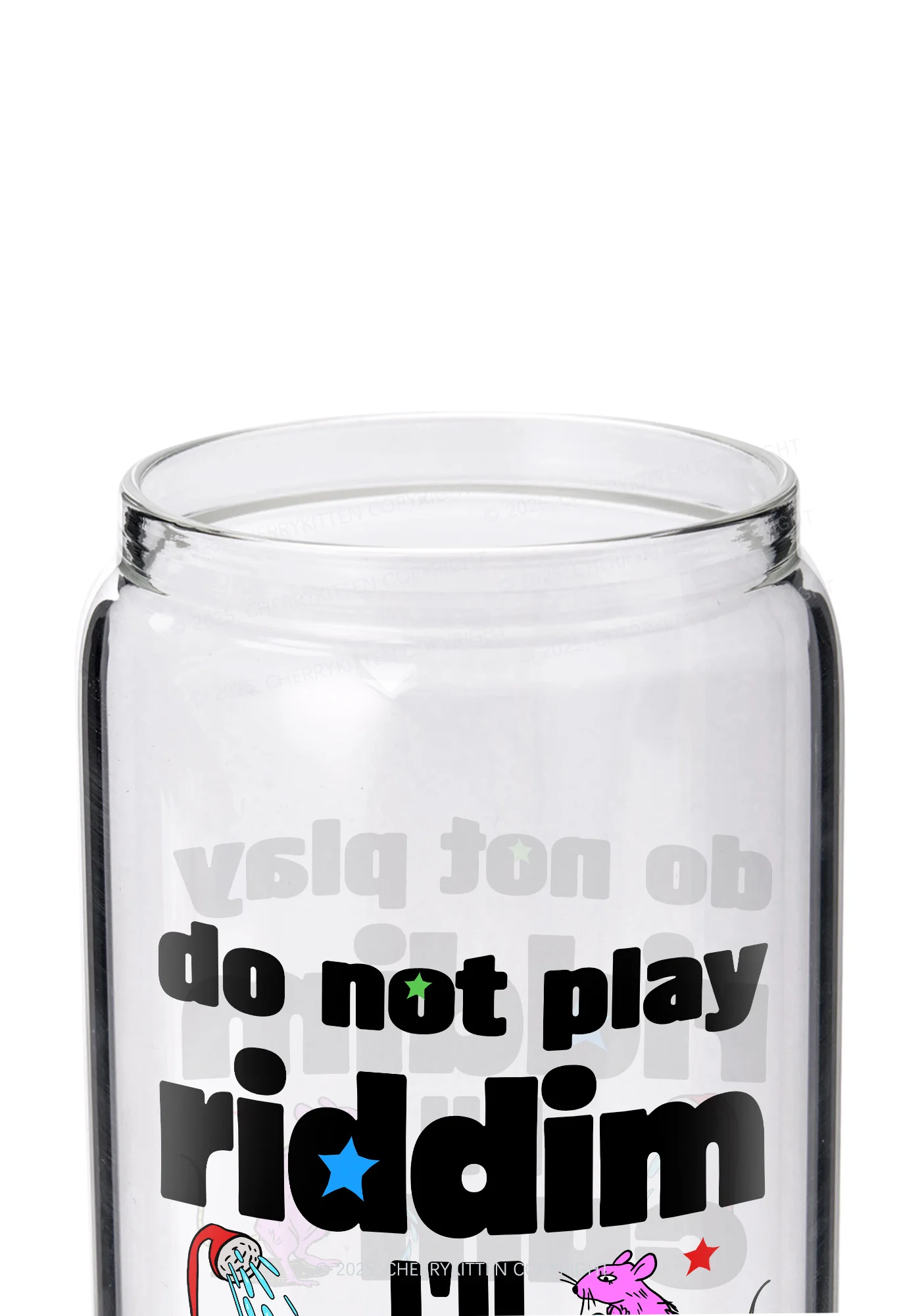 Do Not Play Riddim Y2K Printed Glass Cup Cherrykitten - Image 2