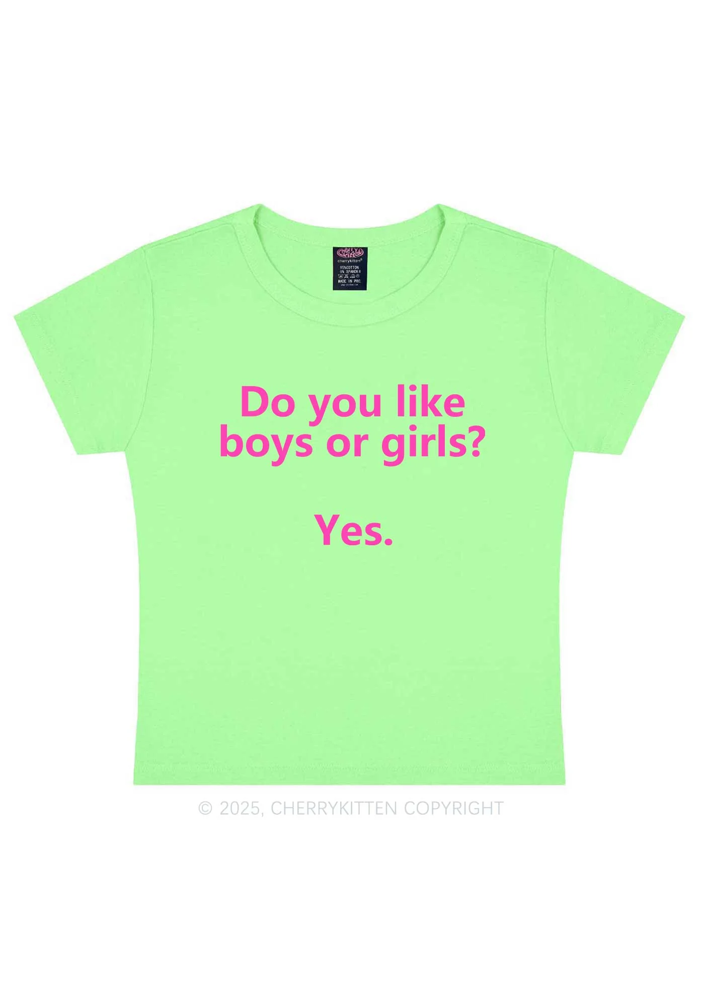 Do You Like Boys Or Girls Pride Y2K Baby Tee Cherrykitten - Image 13