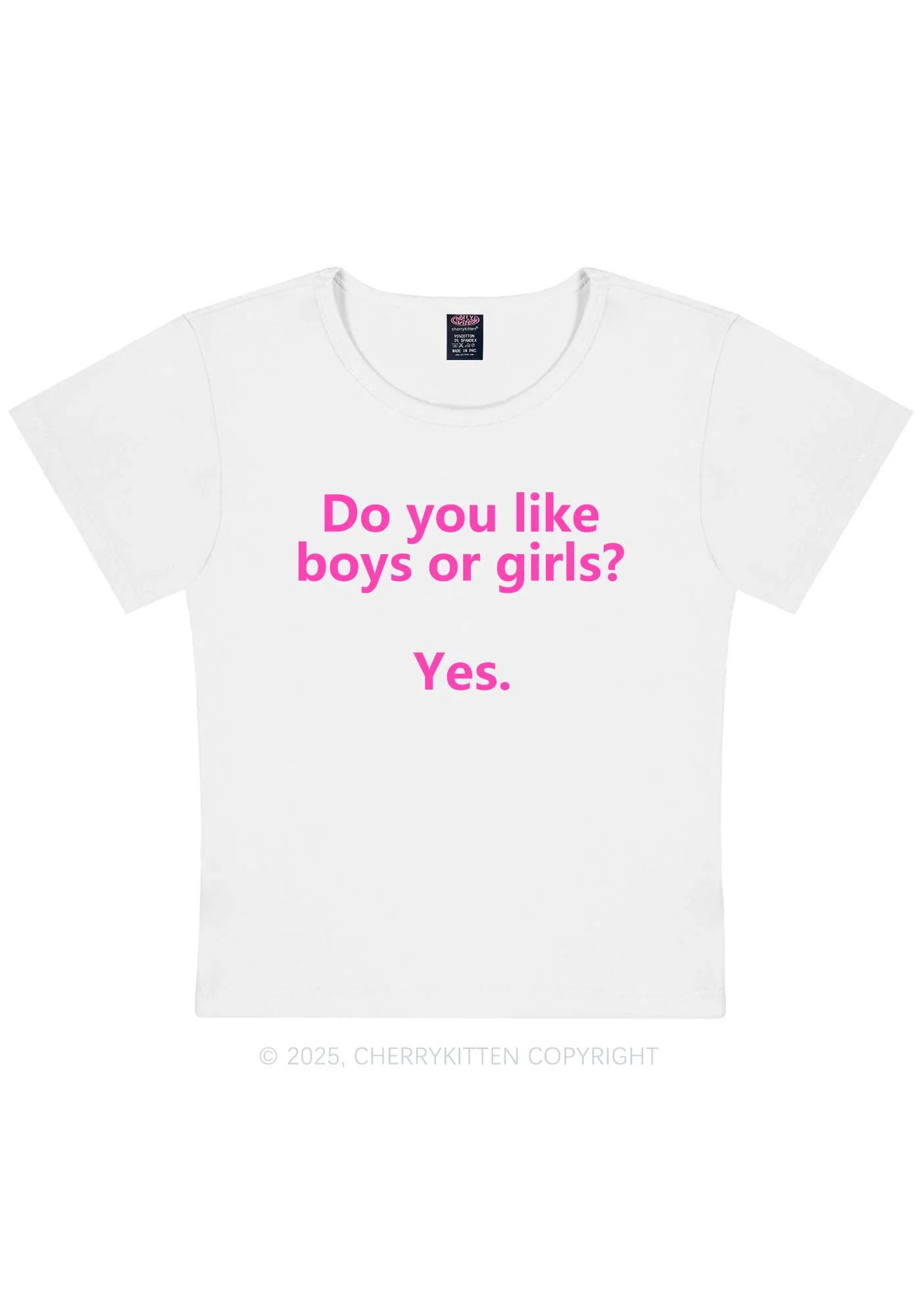 Do You Like Boys Or Girls Pride Y2K Baby Tee Cherrykitten - Image 4