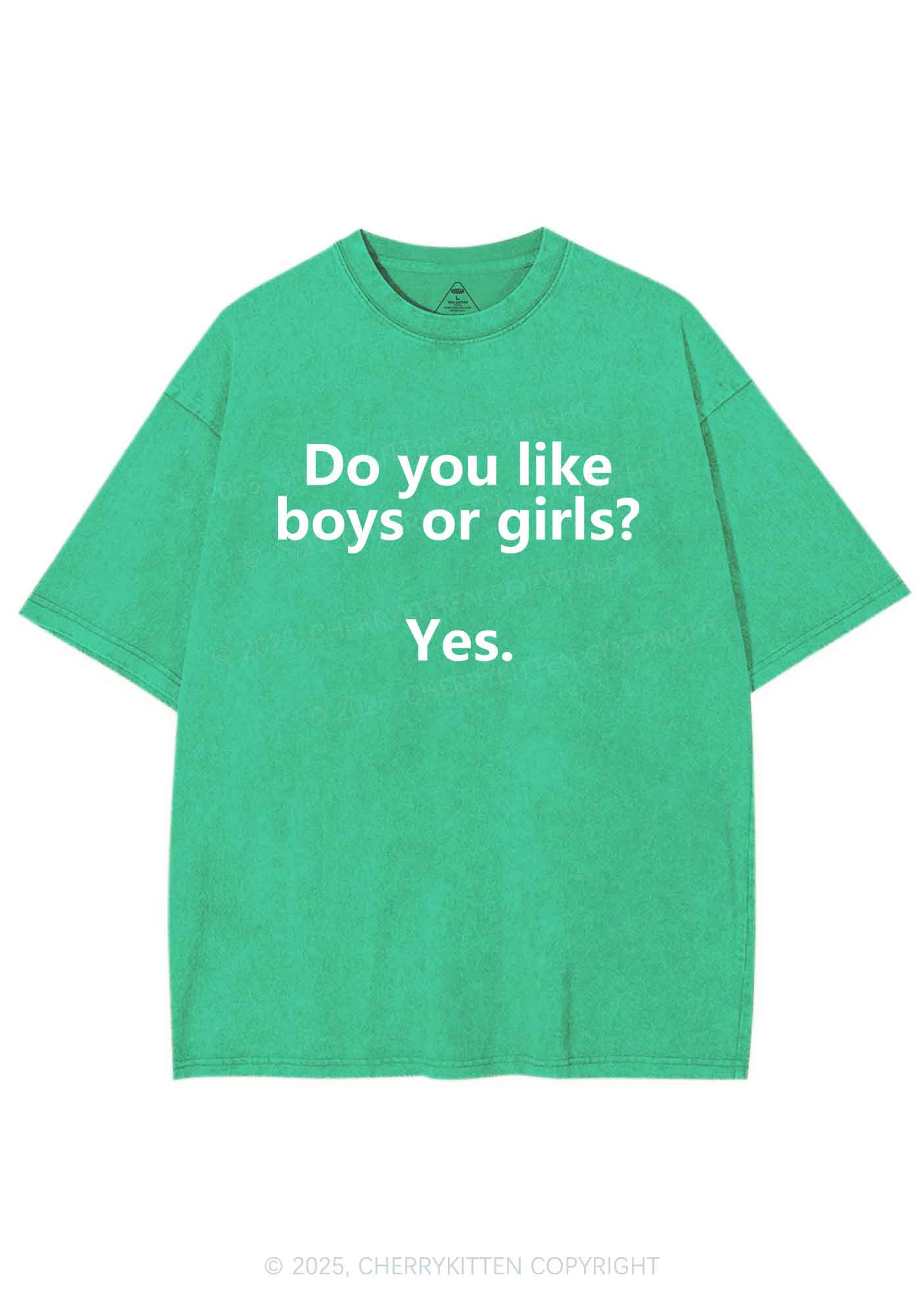 Do You Like Boys Or Girls Pride Y2K Shirts Washed Tee Cherrykitten - Image 6