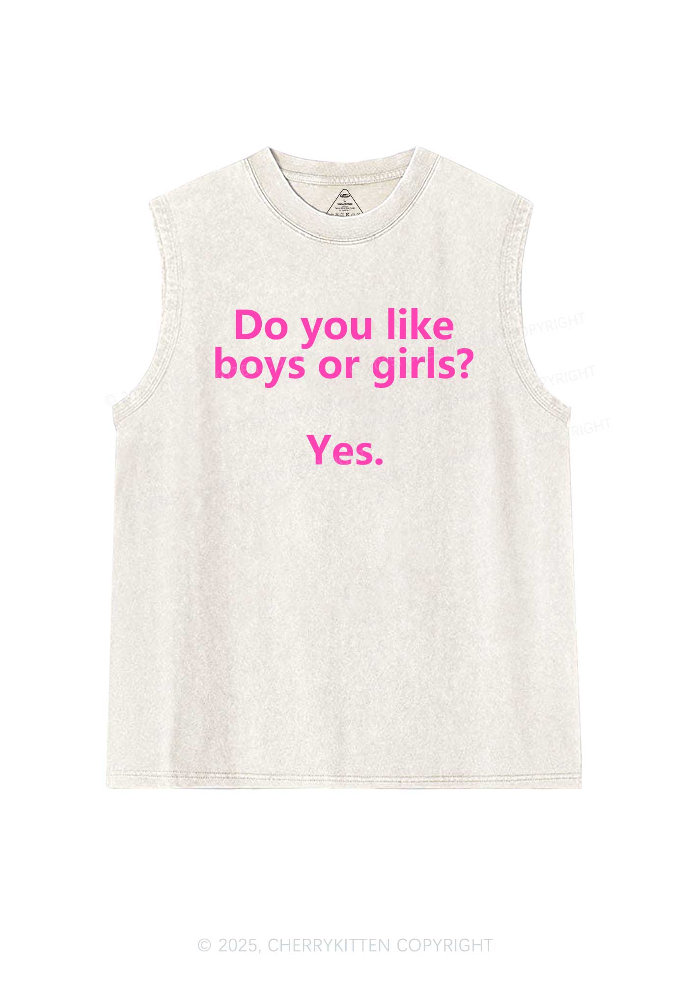 Do You Like Boys Or Girls Pride Y2K Washed Muscle Tank Cherrykitten - Image 4