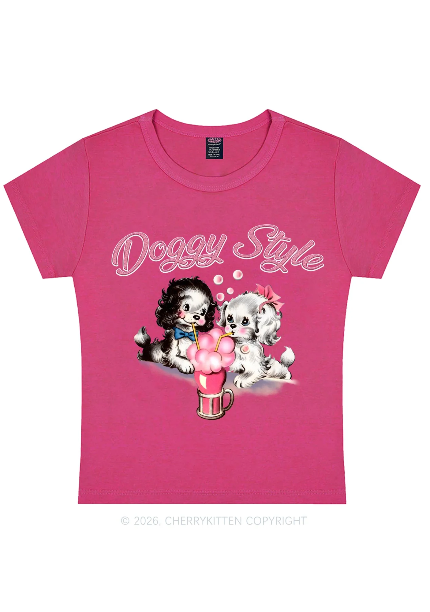 Doggy Style Y2K Baby Tee Cherrykitten - Image 5