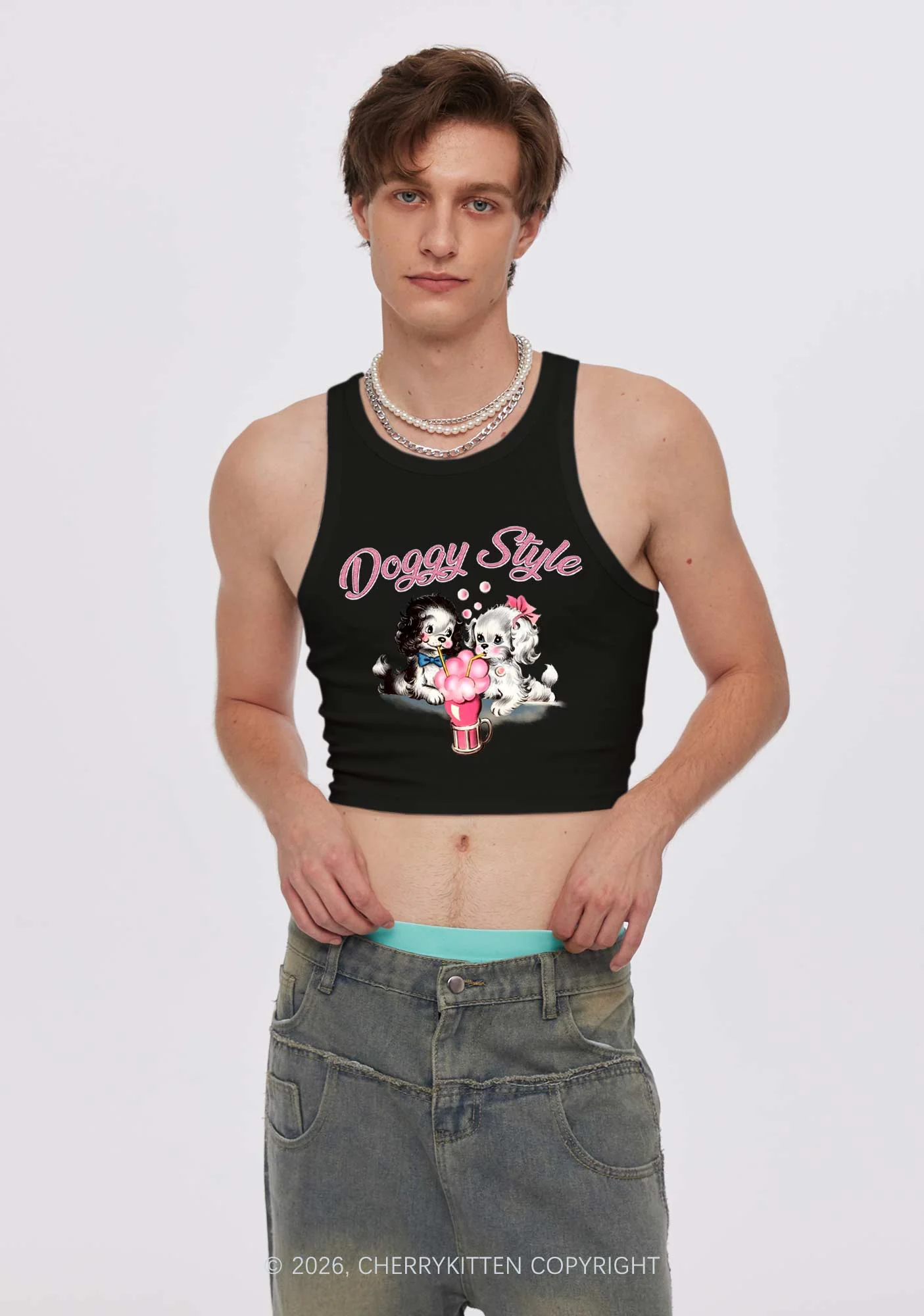 Doggy Style Y2K Crop Tank Top Cherrykitten - Image 2