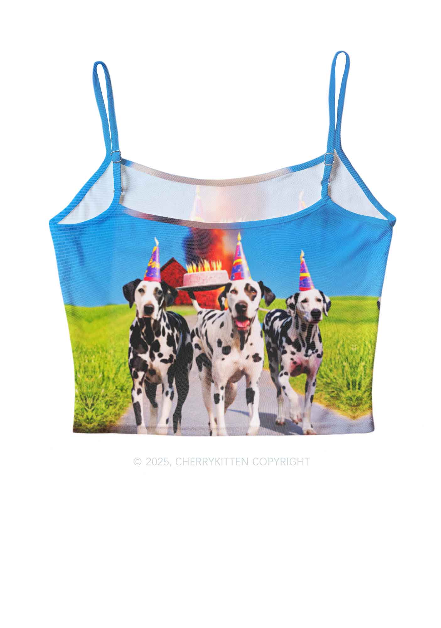 Dogs Birthday Party Y2K Mesh Cami Tank Cherrykitten - Image 2