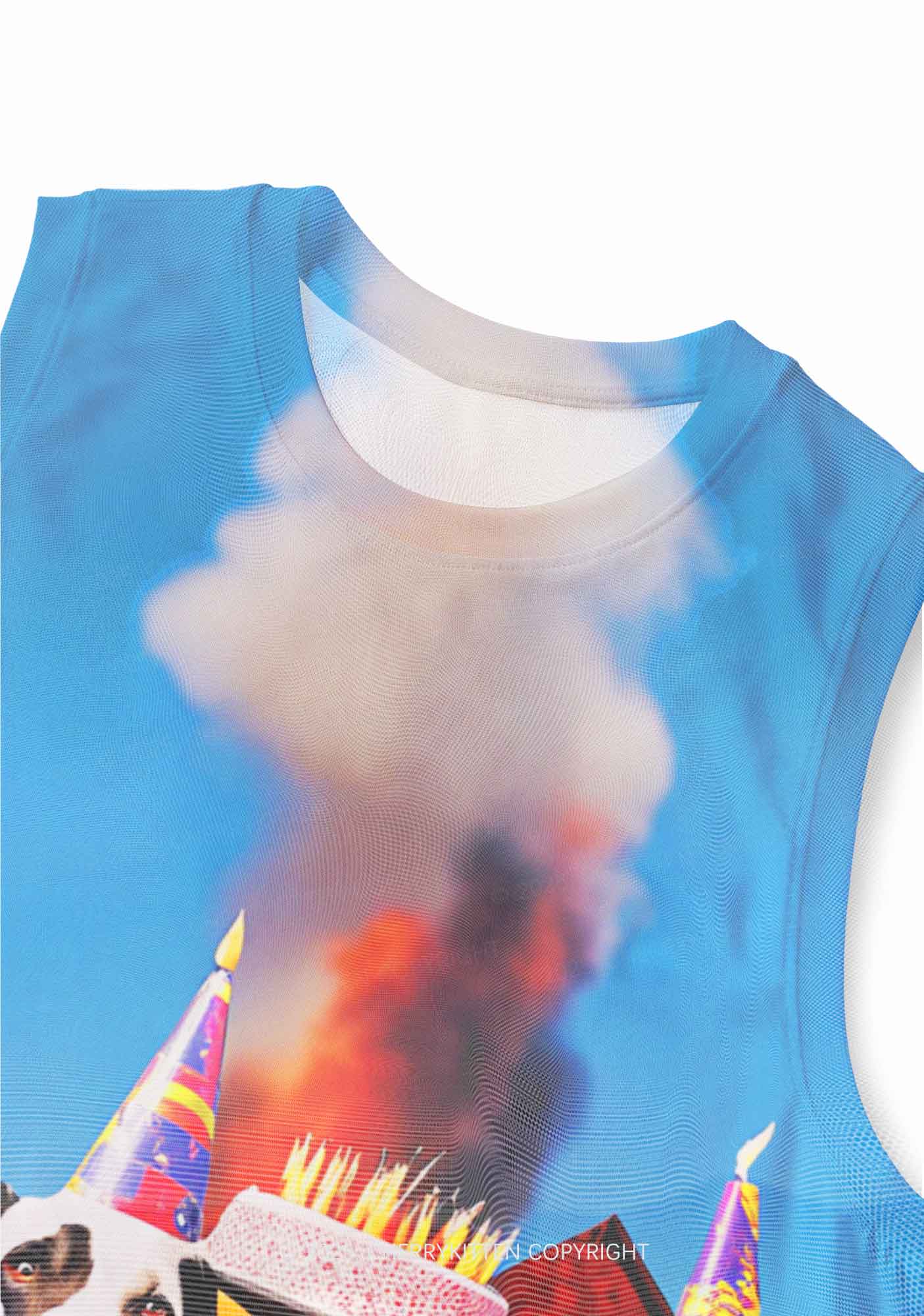 Dogs Birthday Party Y2K Mesh Muscle Tank Cherrykitten - Image 3