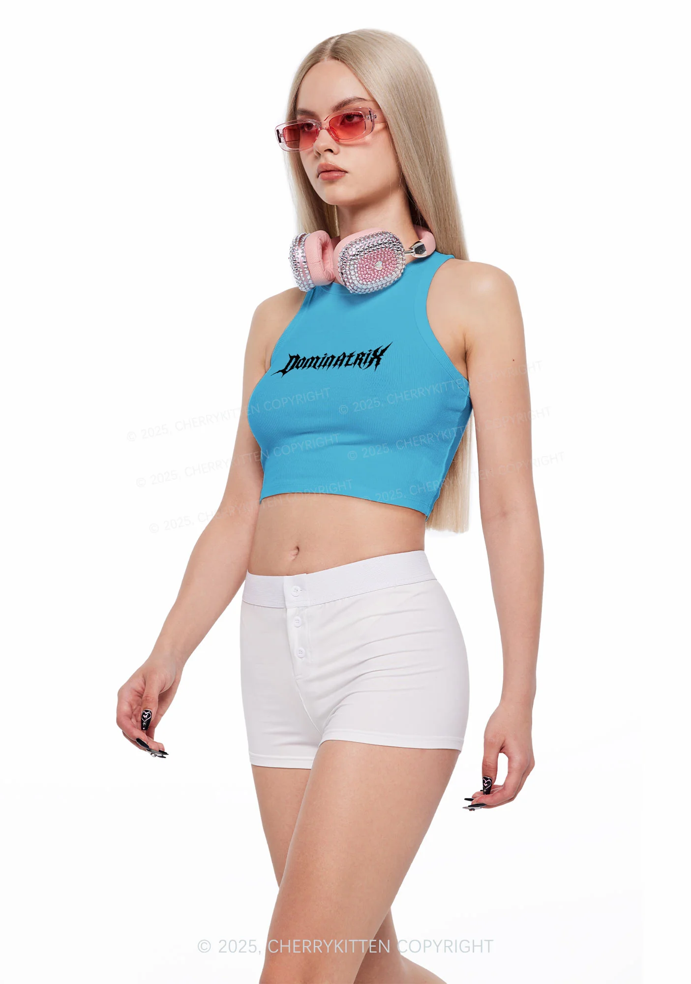 Dominatrix Y2K Crop Tank Top Cherrykitten - Image 2