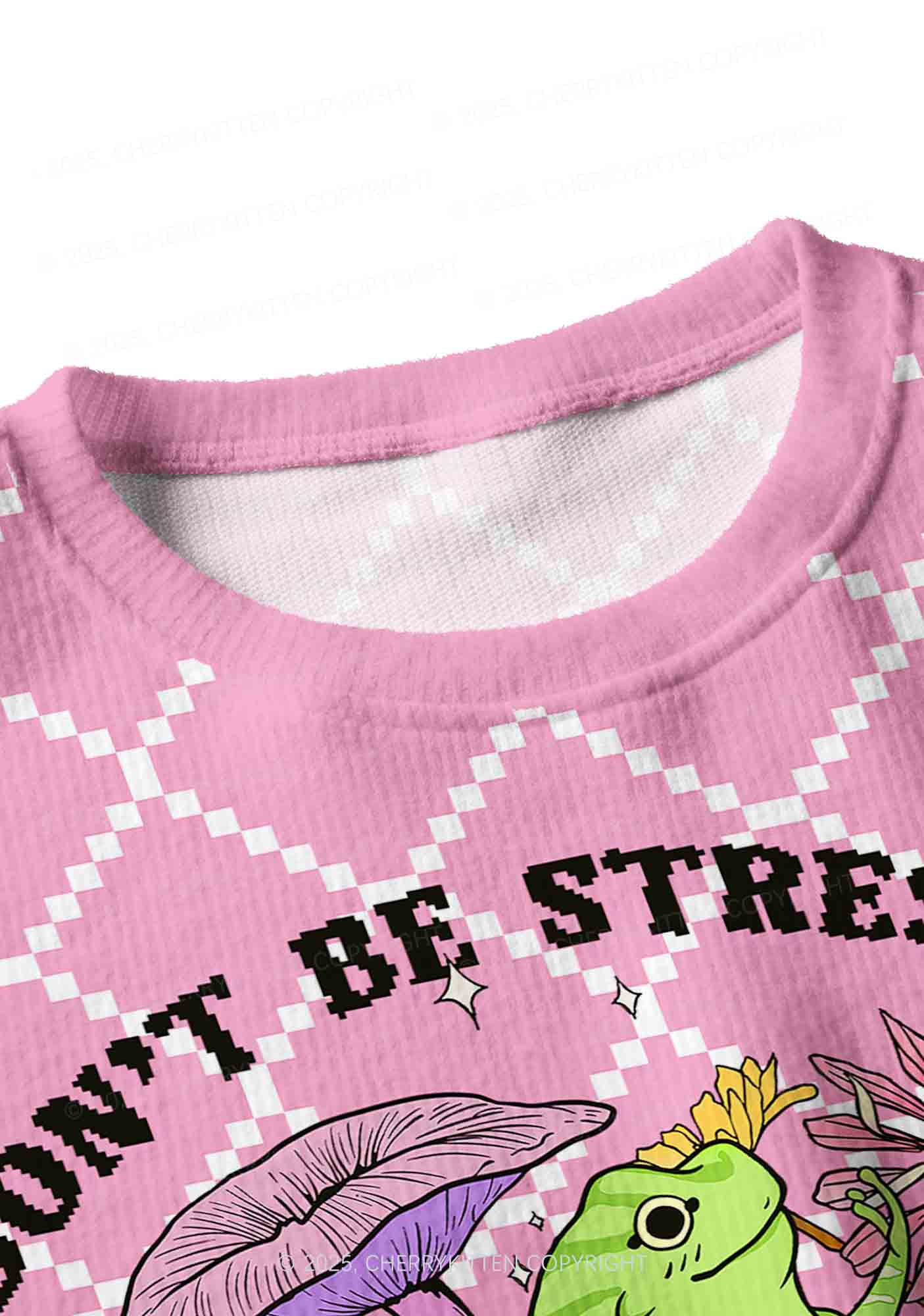 Dont Be Stressin Y2K Christmas Crop Knit Sweatshirt Cherrykitten - Image 4
