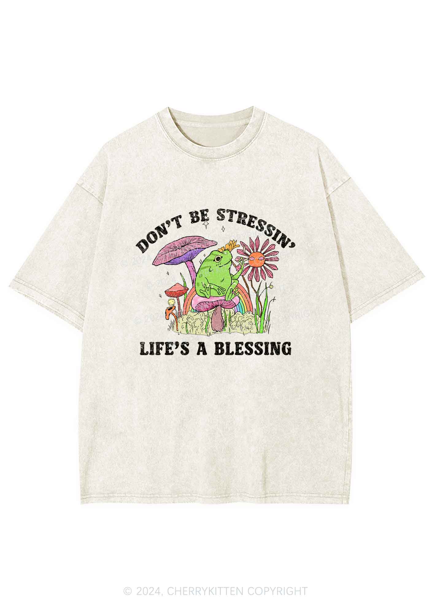 Don't Be Stressin Y2K Washed Tee Cherrykitten - Image 4