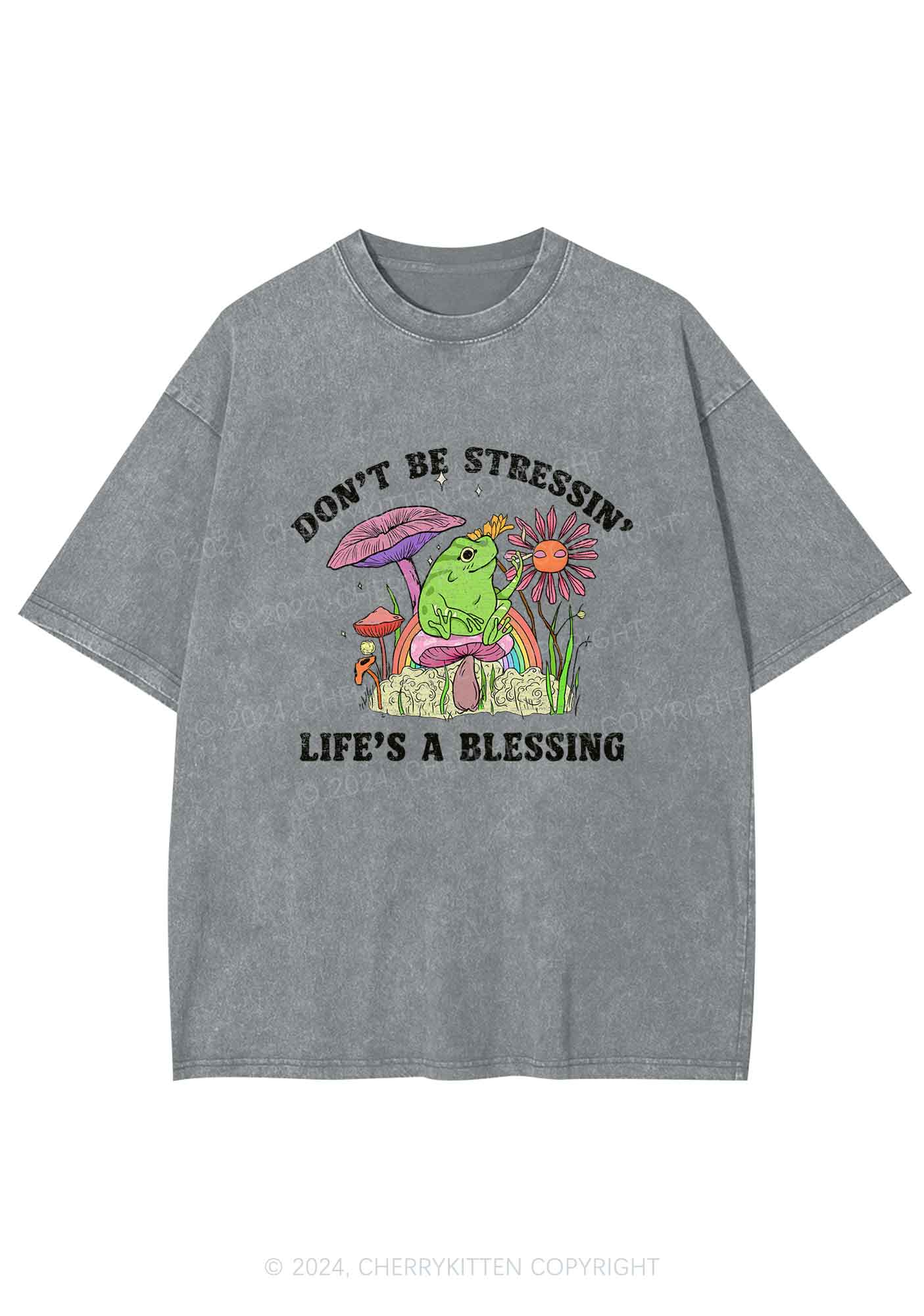 Don't Be Stressin Y2K Washed Tee Cherrykitten - Image 6