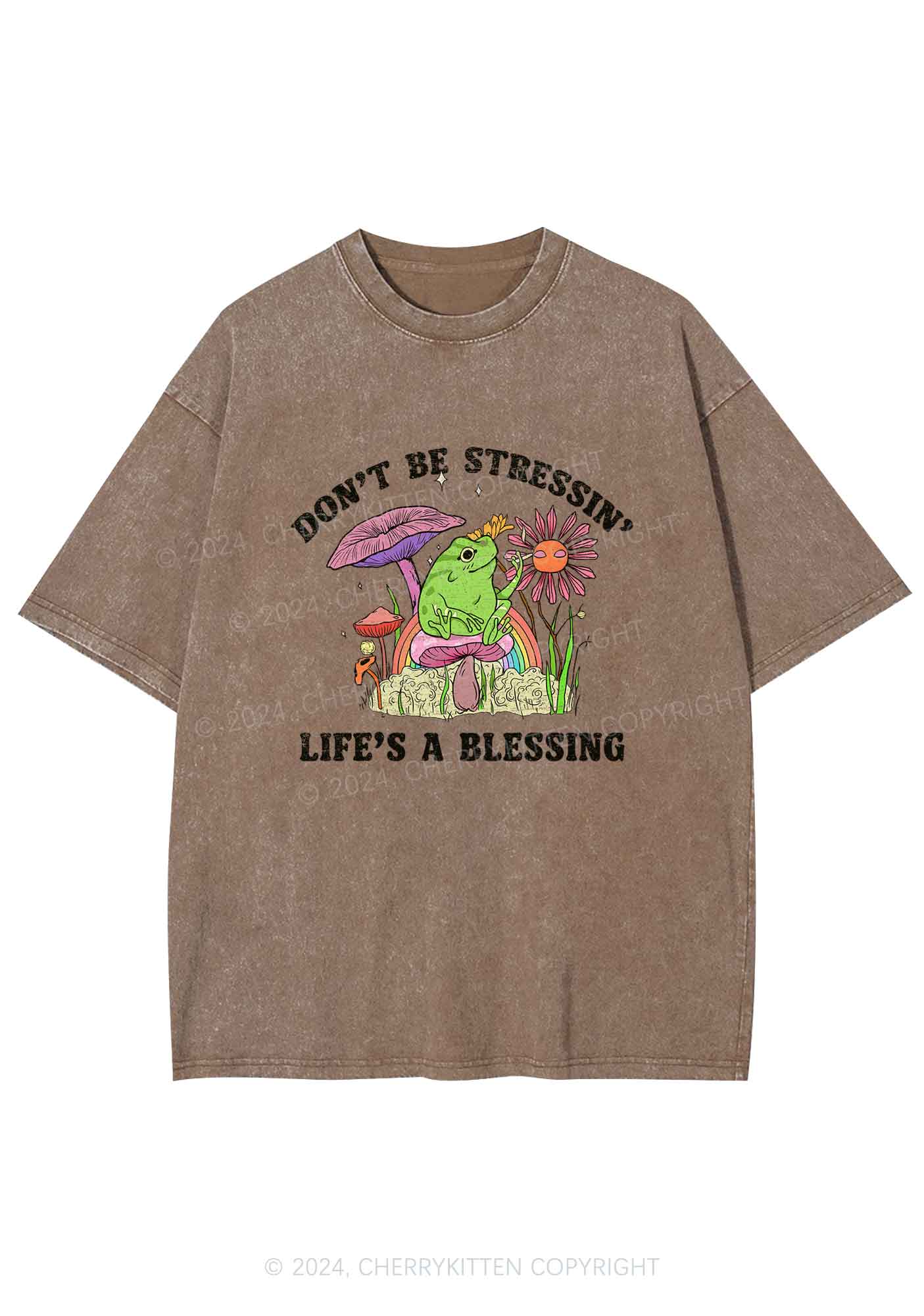Don't Be Stressin Y2K Washed Tee Cherrykitten - Image 7