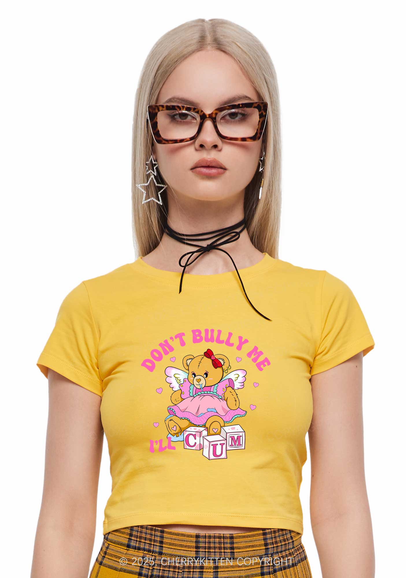 Dont Bully Bear Y2K Baby Tee Cherrykitten - Image 2