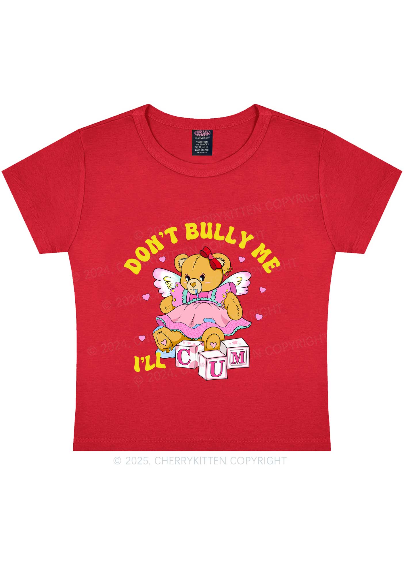 Dont Bully Bear Y2K Baby Tee Cherrykitten - Image 3