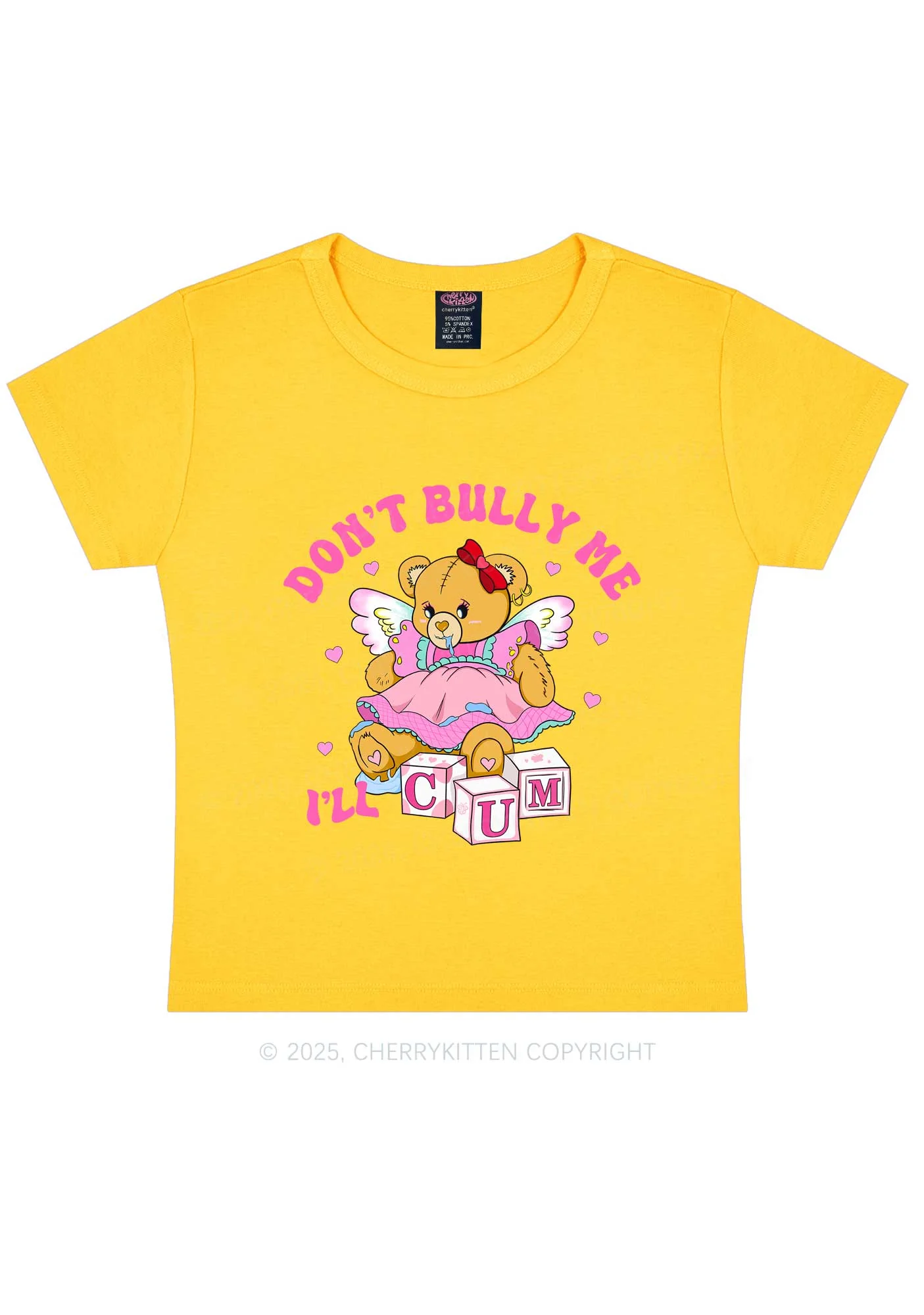 Dont Bully Bear Y2K Baby Tee Cherrykitten - Image 4