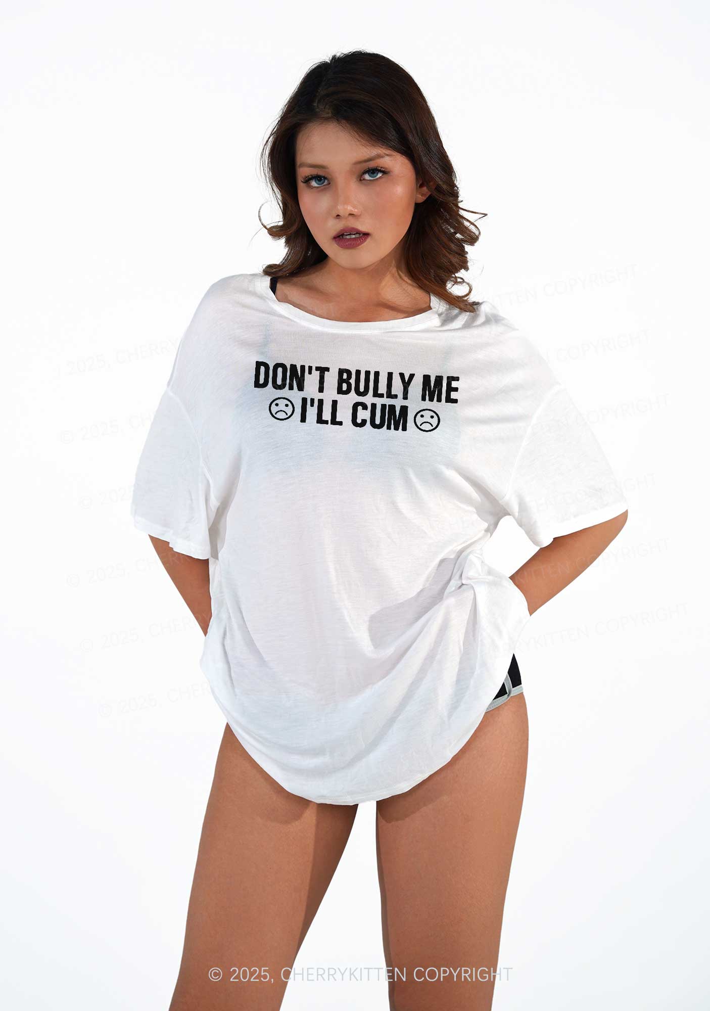 Dont Bully Me Y2K Sheer Boyfriend Tee Cherrykitten - Image 2