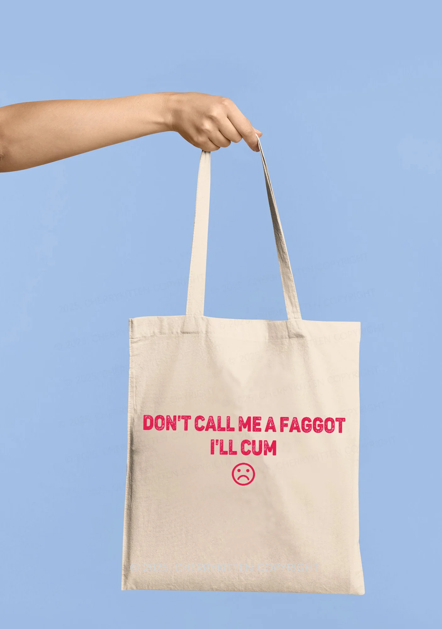 Dont Call Me Faggot Pride Y2K Canvas Tote Bag Cherrykitten - Image 2