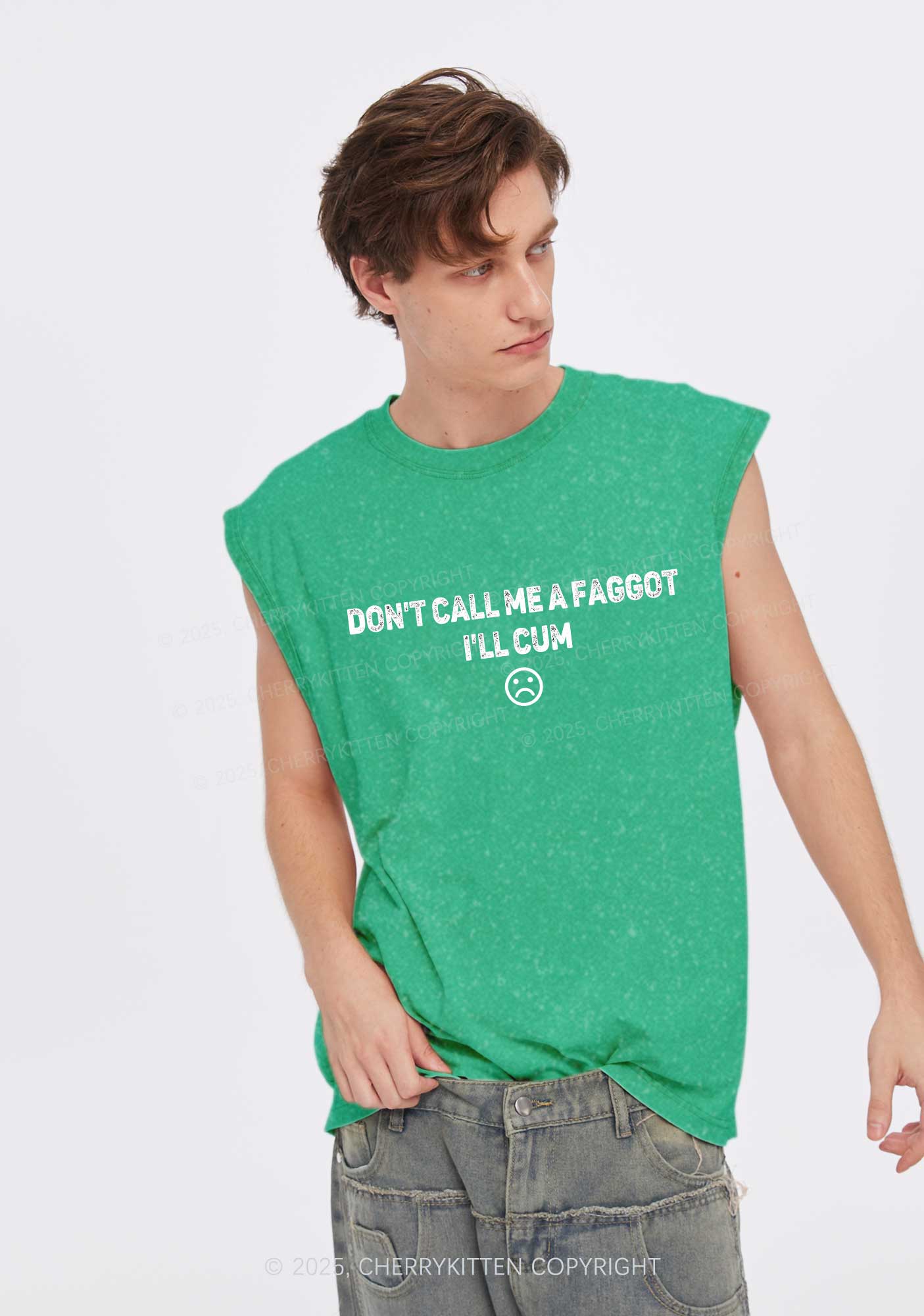 Dont Call Me Faggot Pride Y2K Washed Muscle Tank Cherrykitten - Image 2