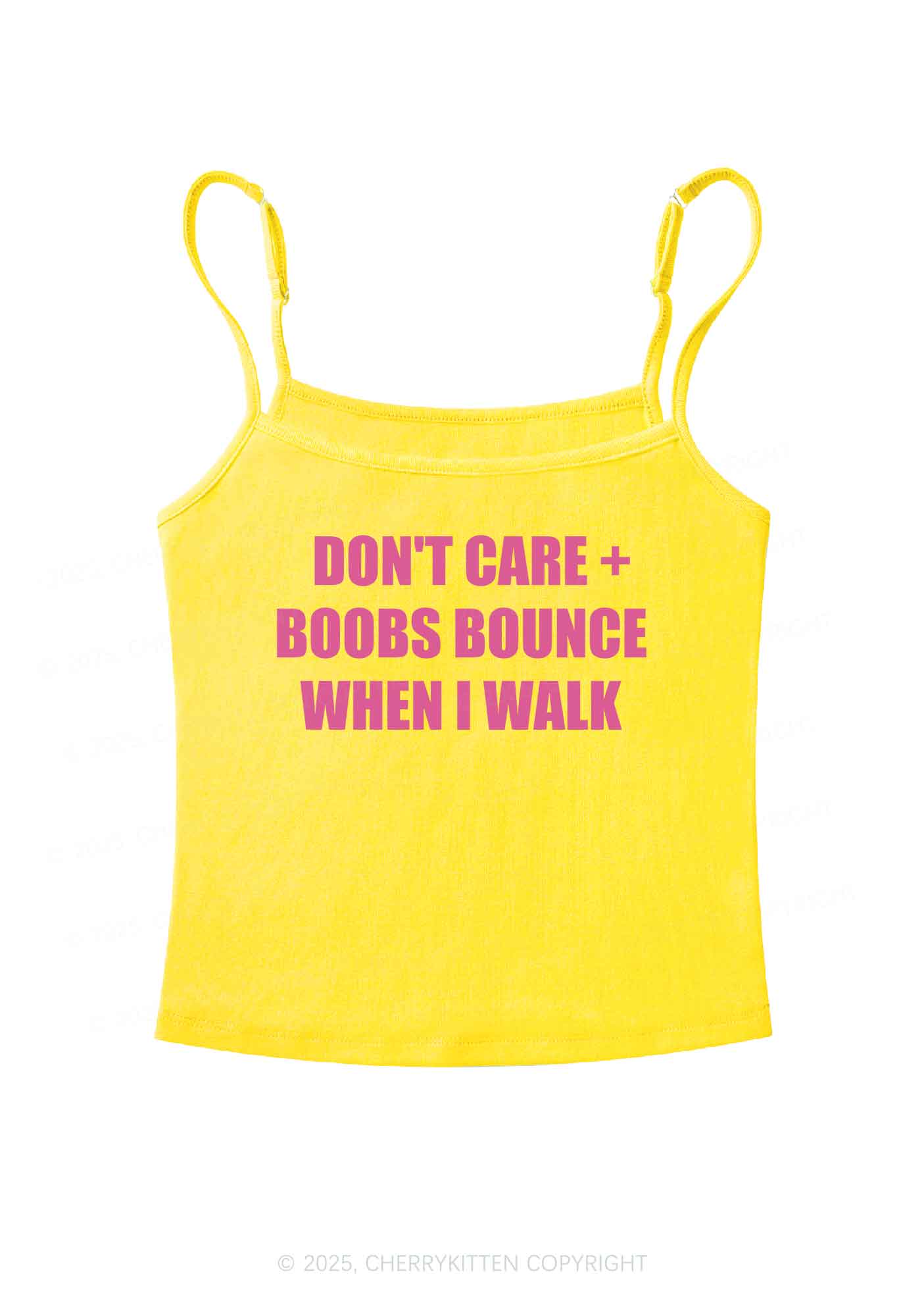 Don't Care Bxxbs Bounce When I Walk Y2K Spaghetti Strap Cami Cherrykitten - Image 6