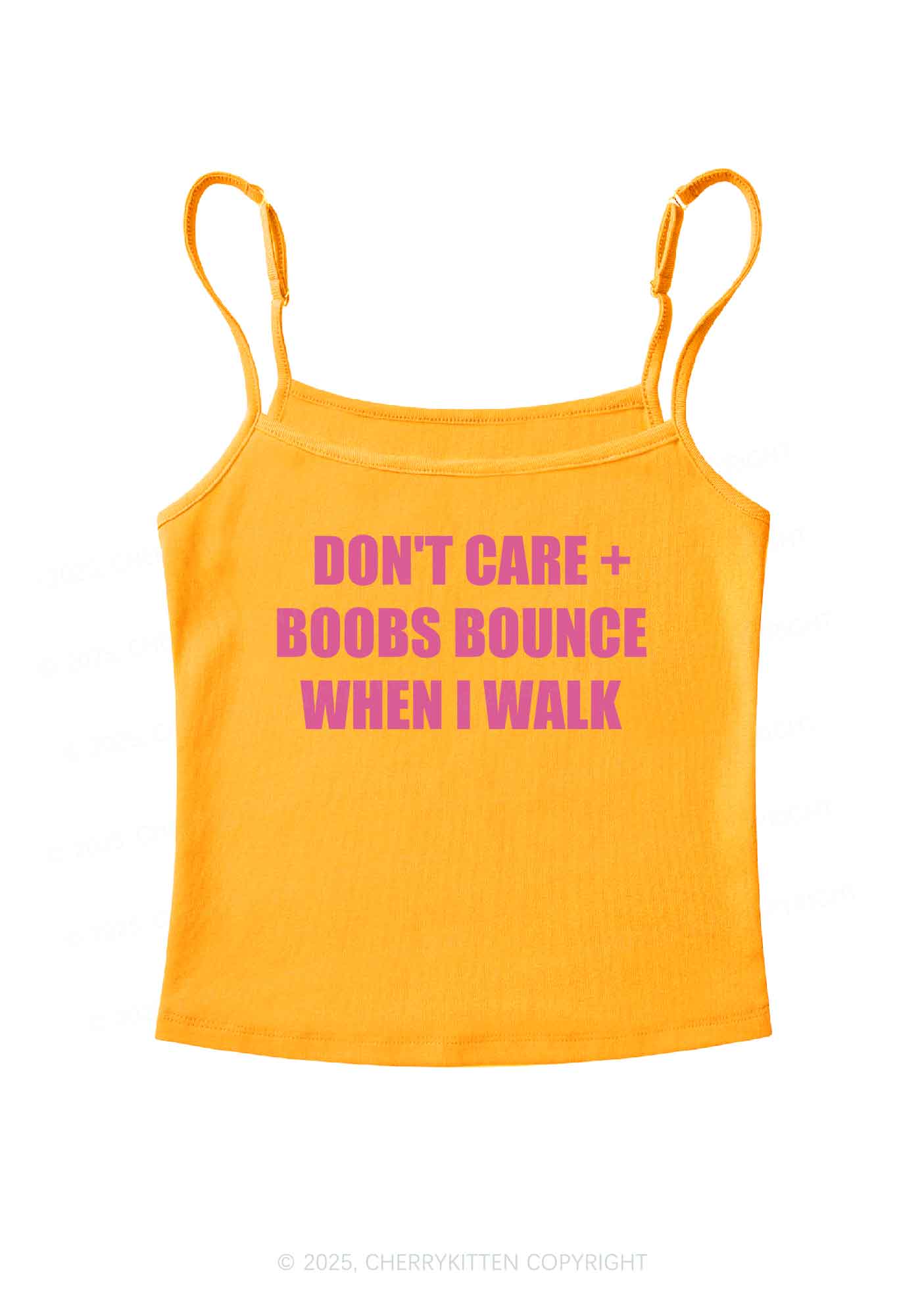 Don't Care Bxxbs Bounce When I Walk Y2K Spaghetti Strap Cami Cherrykitten - Image 7